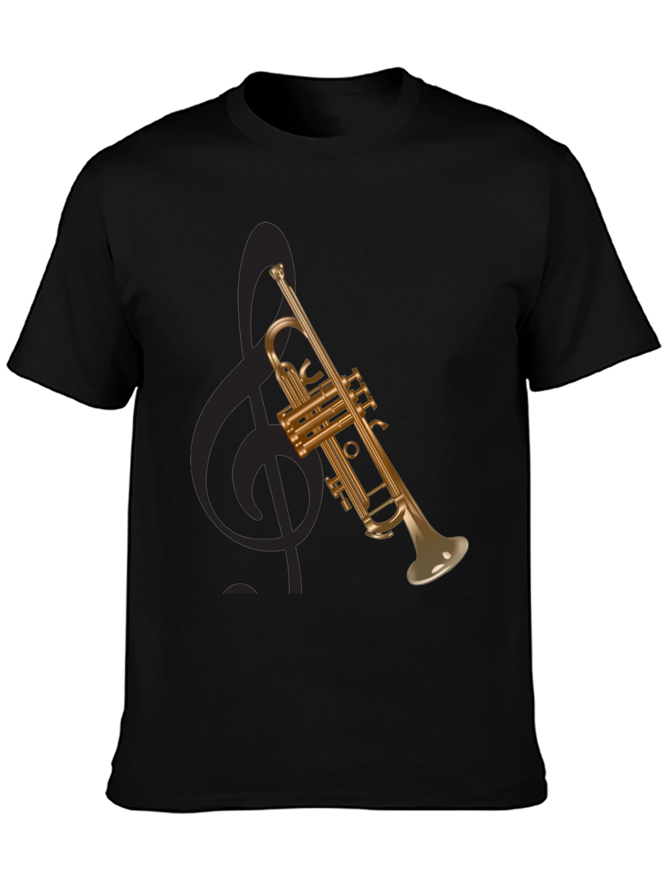 Black Trumpet Graphic Tee - Musical Instrument T-Shirt view 3