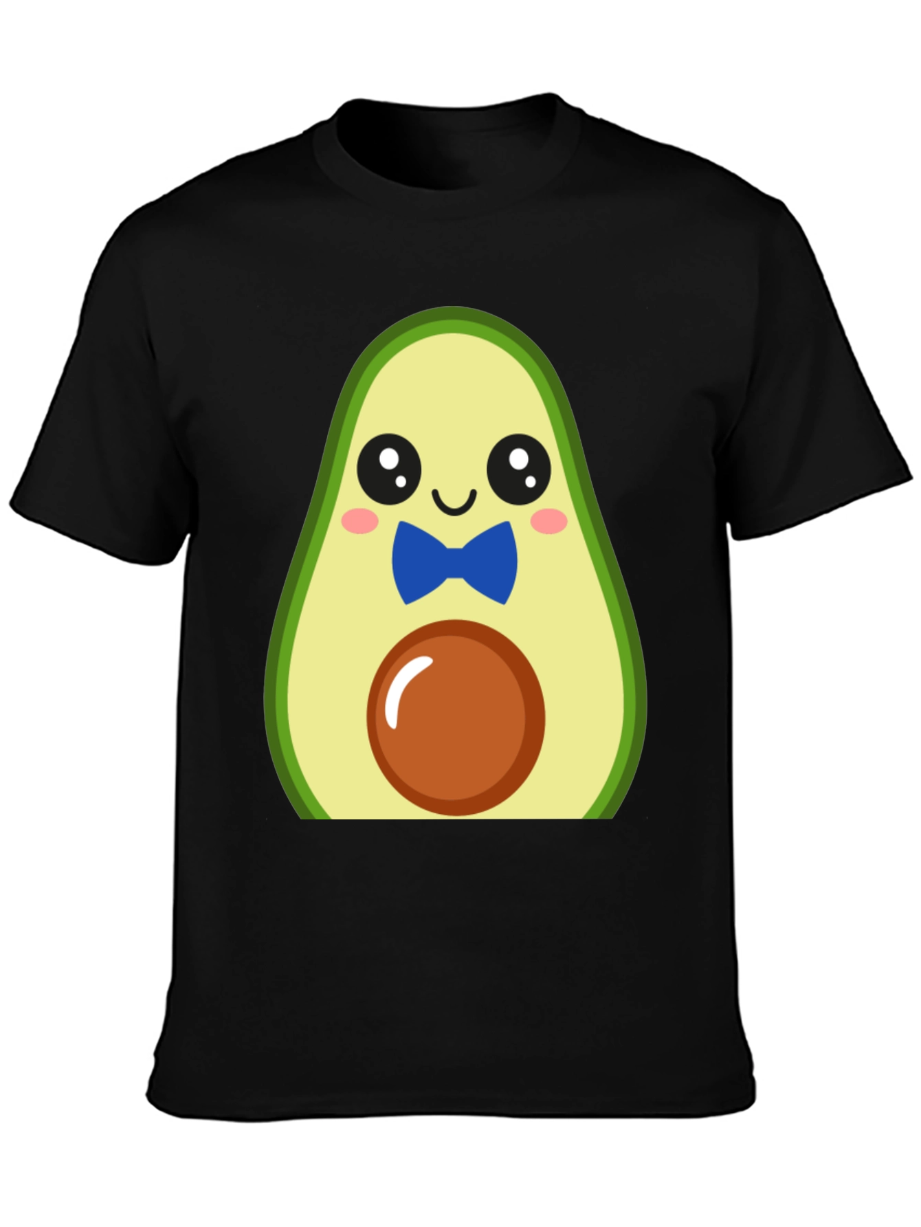 Black Cute Avocado Cartoon T-Shirt - Men's Black Tee view 3