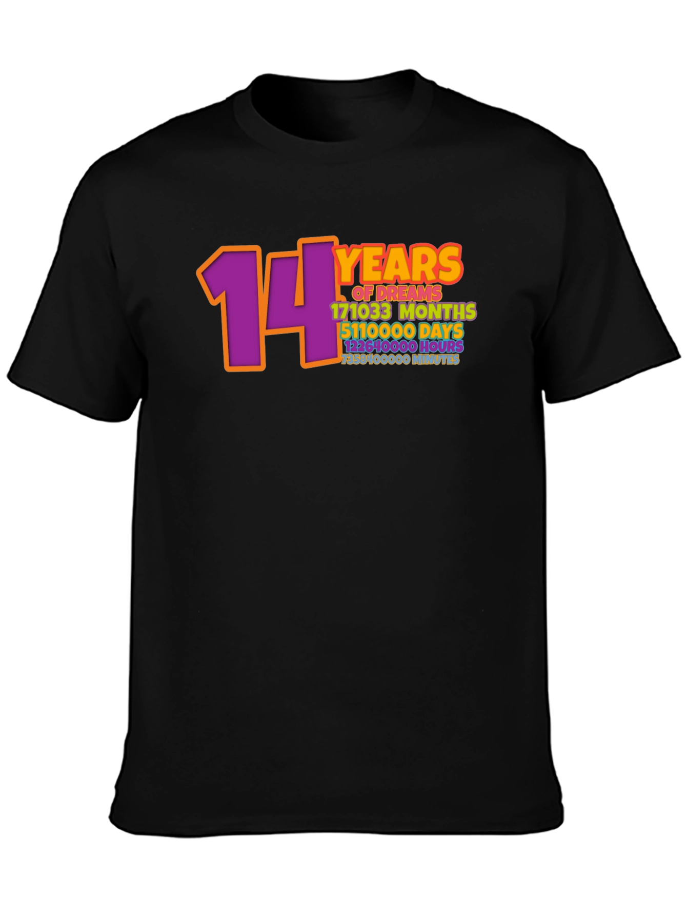 Black 14 Years of Dreams Graphic T-Shirt view 3