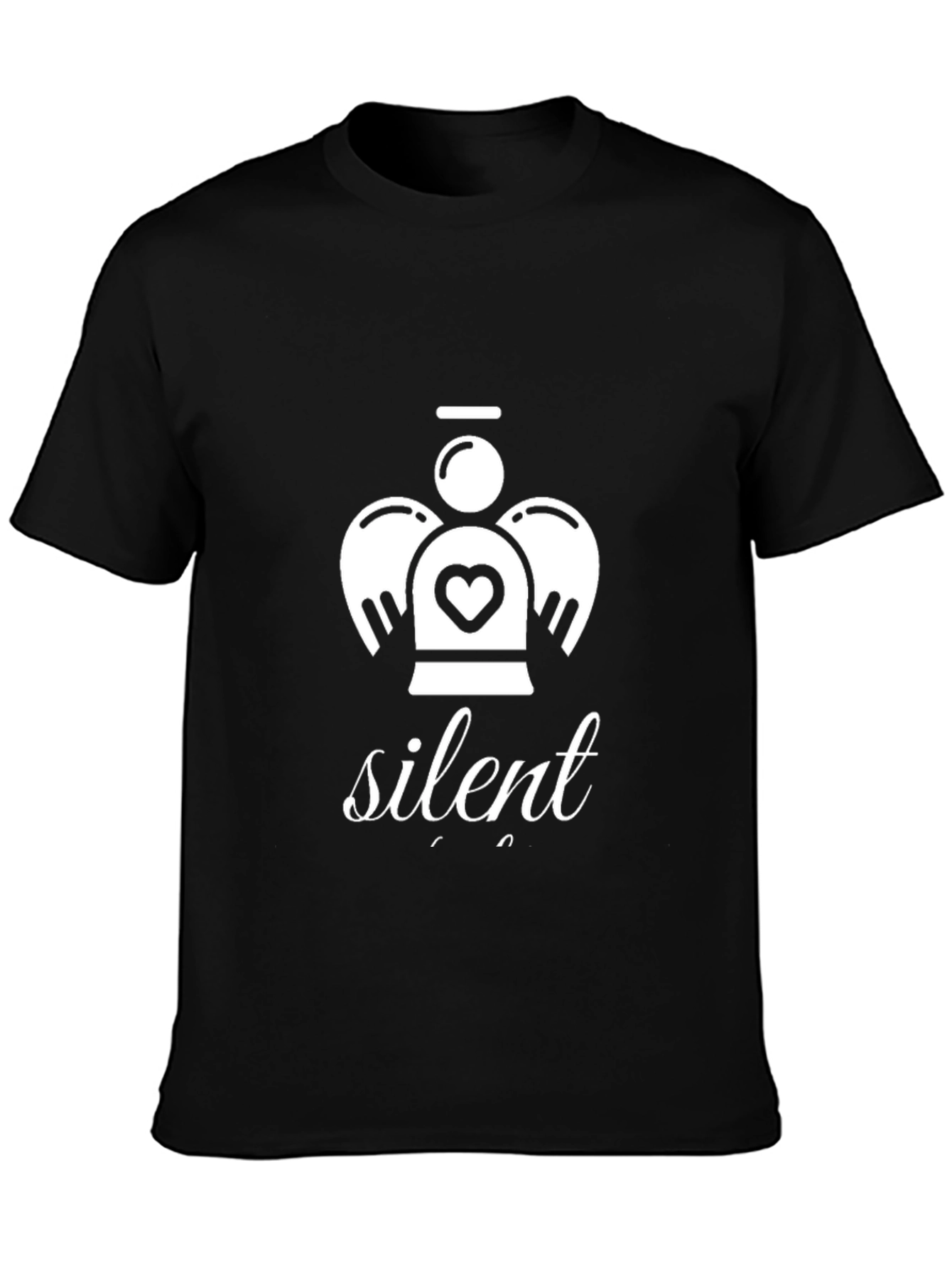 Black Silent Angel Graphic Tee - Stylish Black T-Shirt view 3