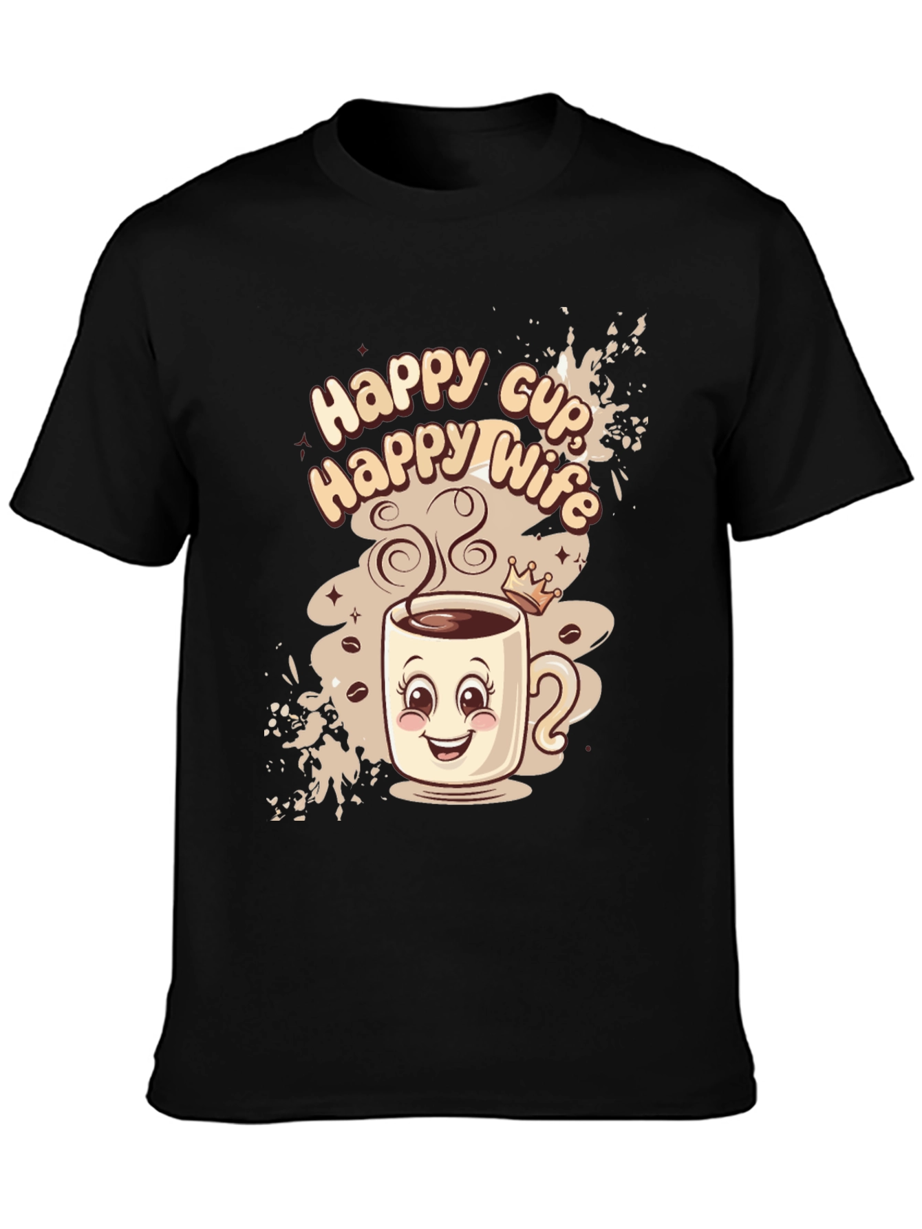 Black Happy Cup Happy Wife Black Graphic Tee view 3