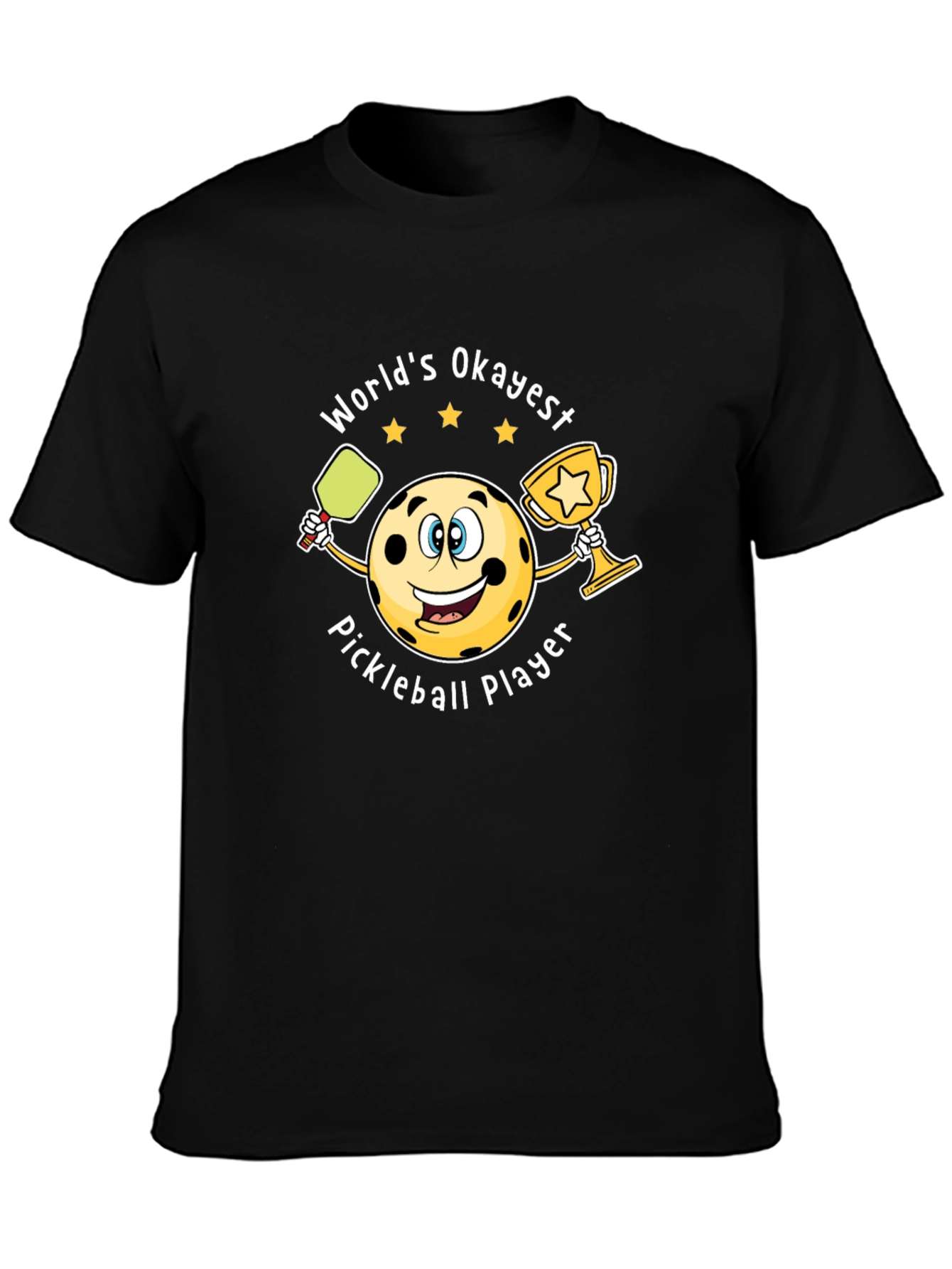 Black World's Okayest Pickleball Player Graphic Tee view 3
