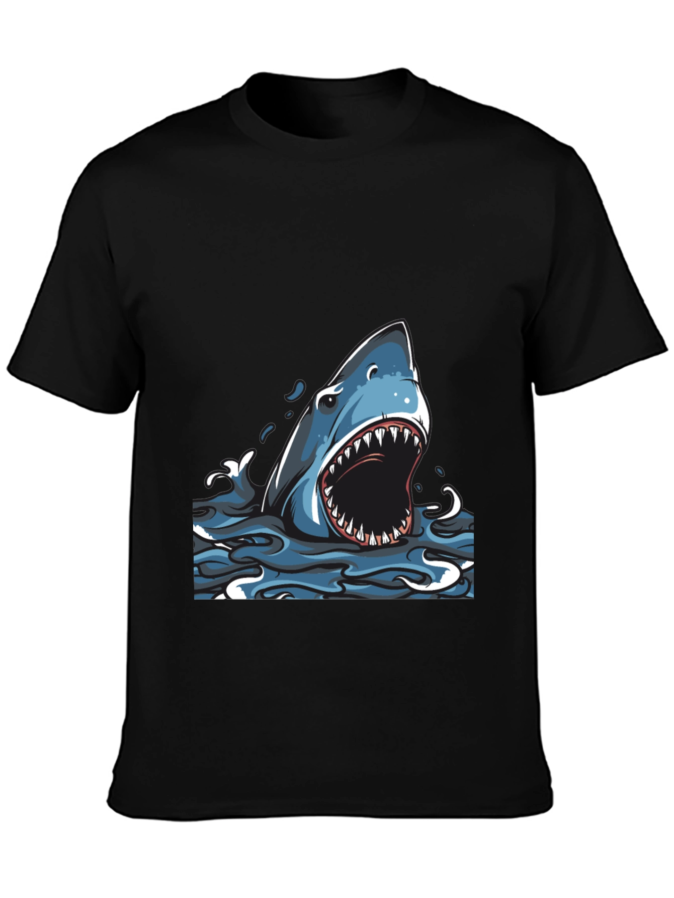 Black Shark Graphic Print Crew Neck T-Shirt view 3