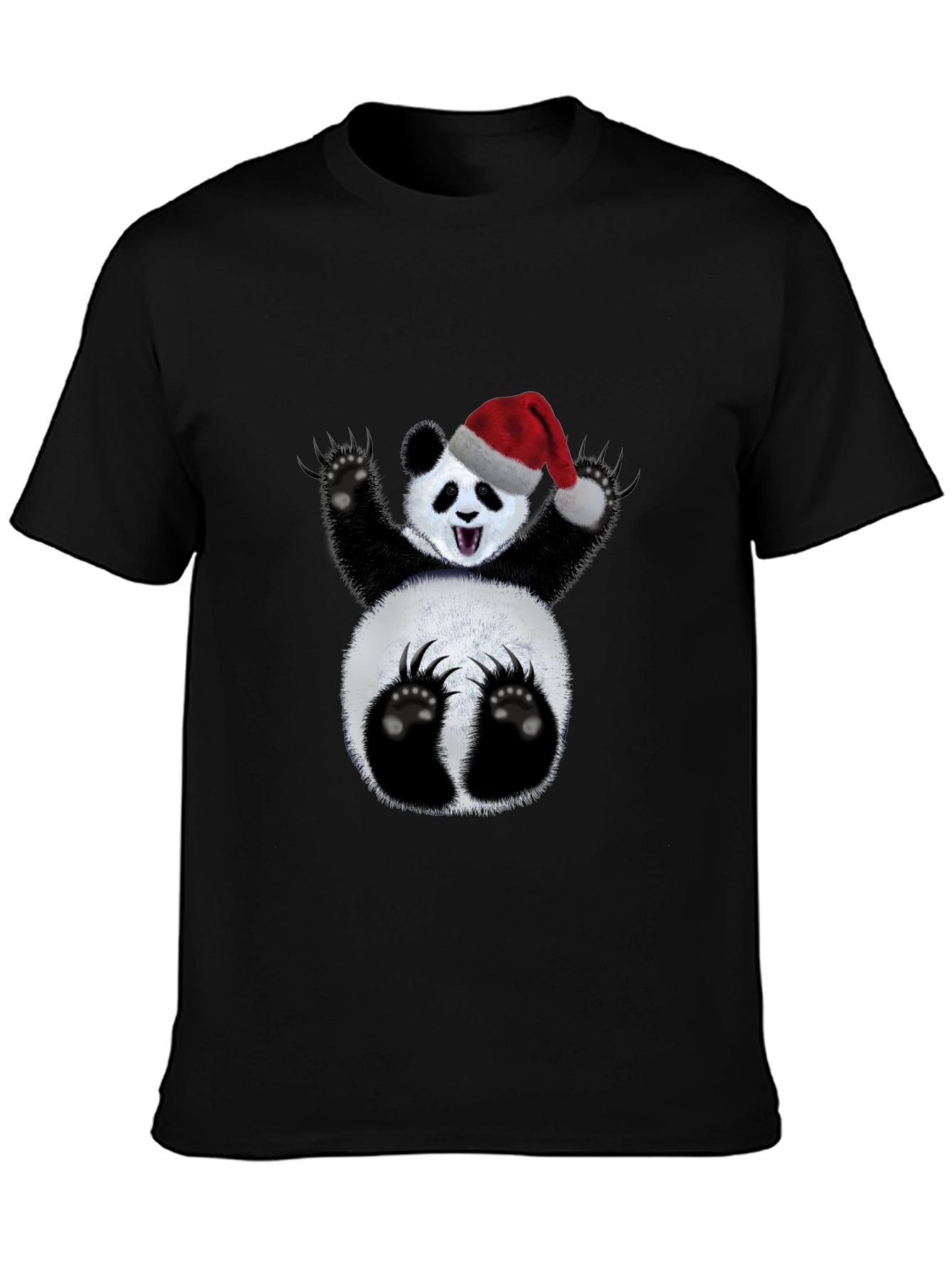 Black Festive Panda T-Shirt - Holiday Cheer view 3