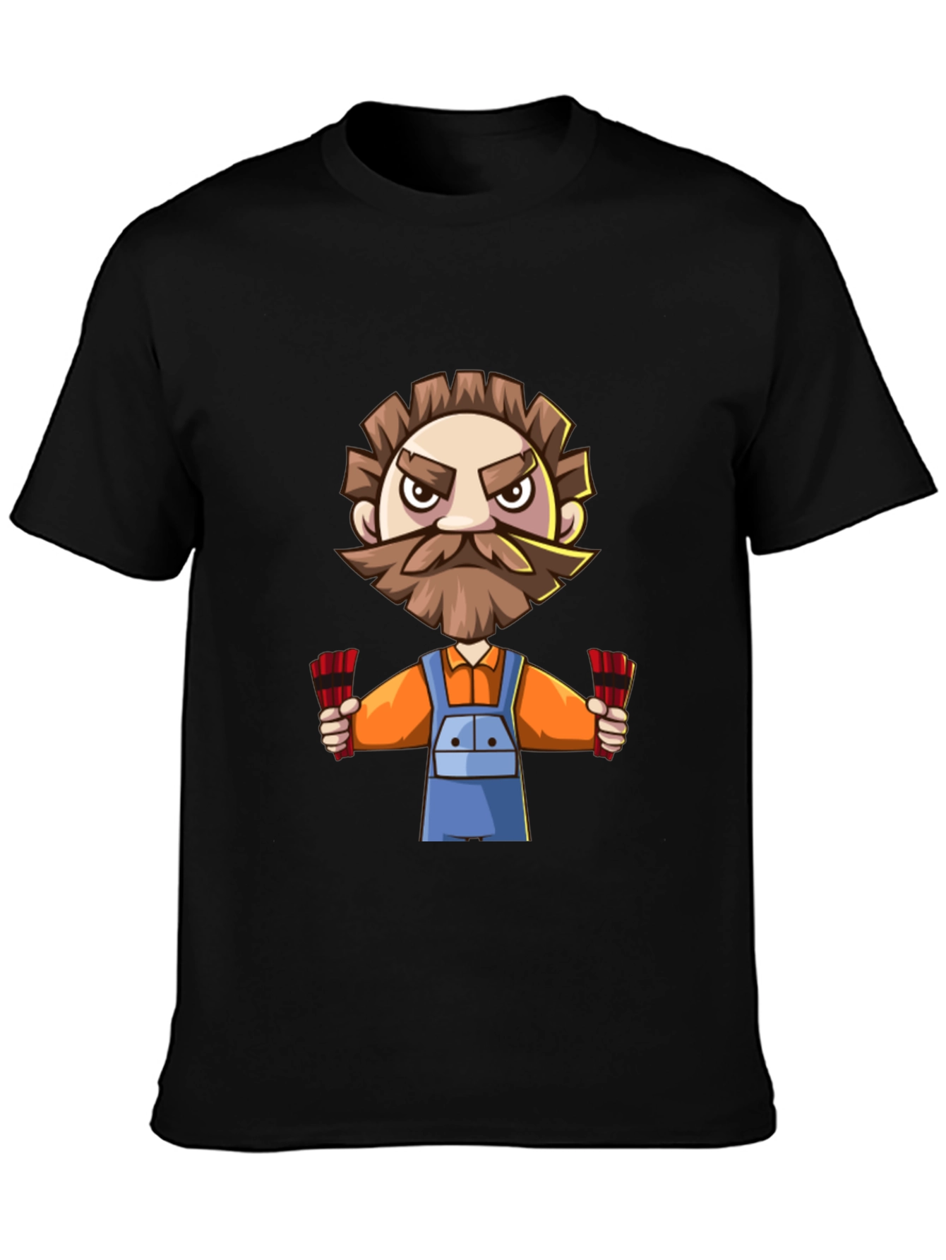 Black Cartoon Miner T-Shirt view 3
