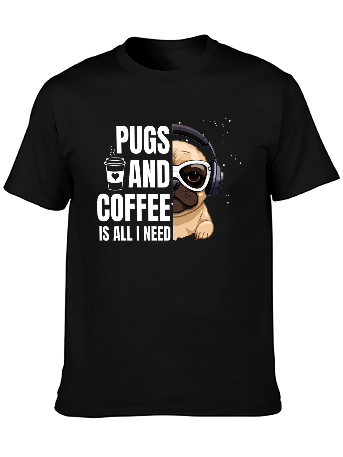 Black Pugs & Coffee Graphic Tee view 3