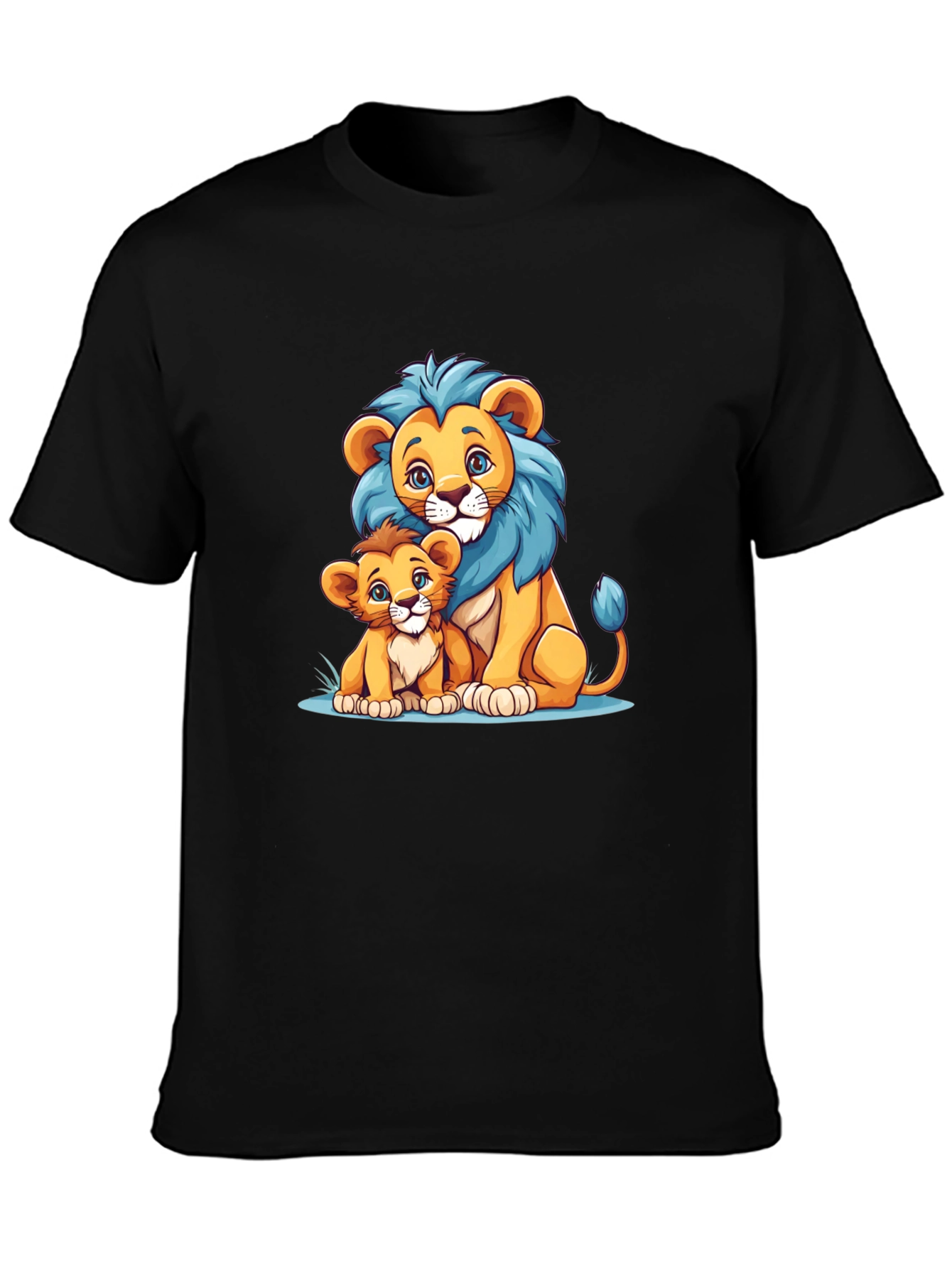 Black Lion Family Graphic Tee - Cute Cartoon Design view 3