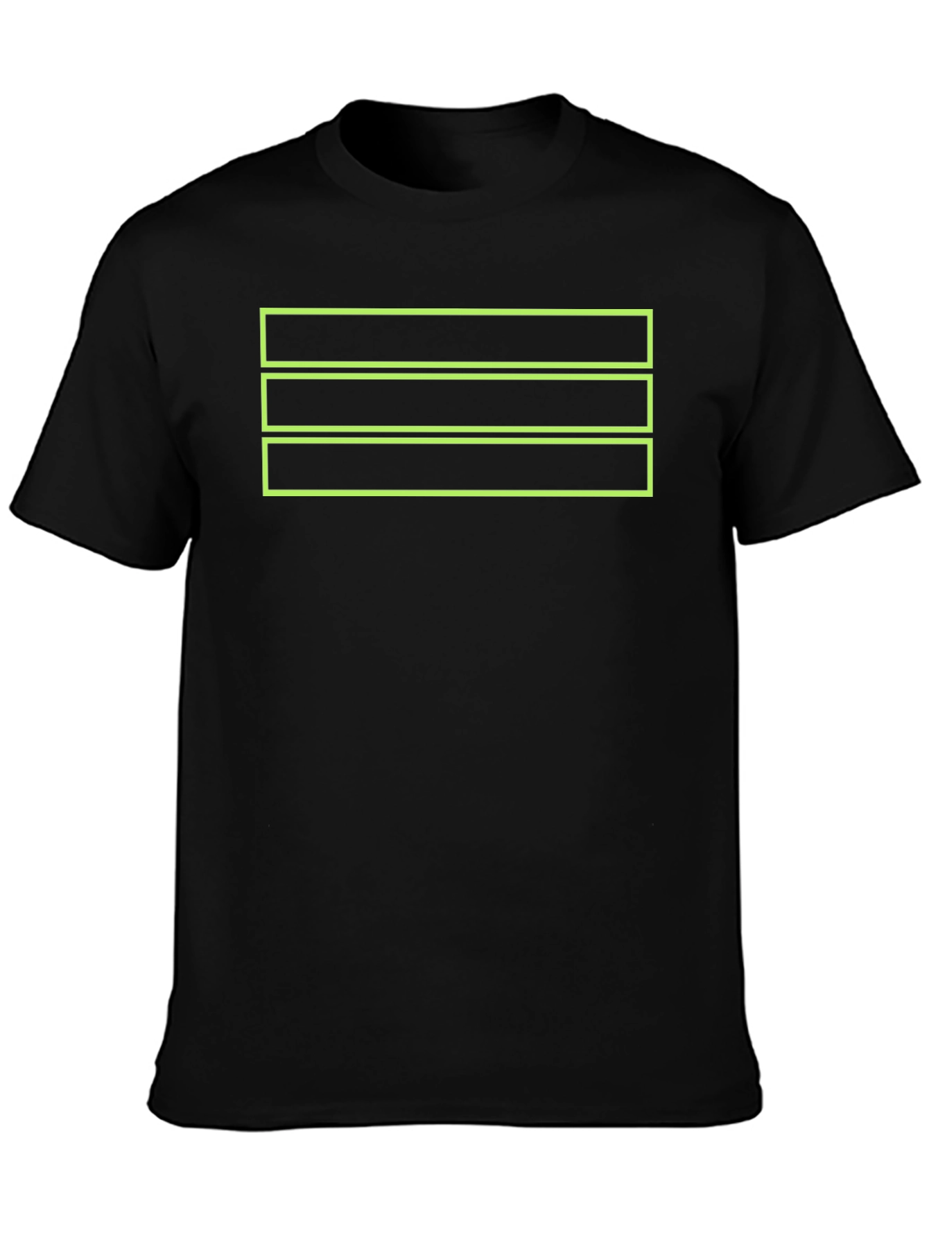Black Black Tee with Green Box Design view 3