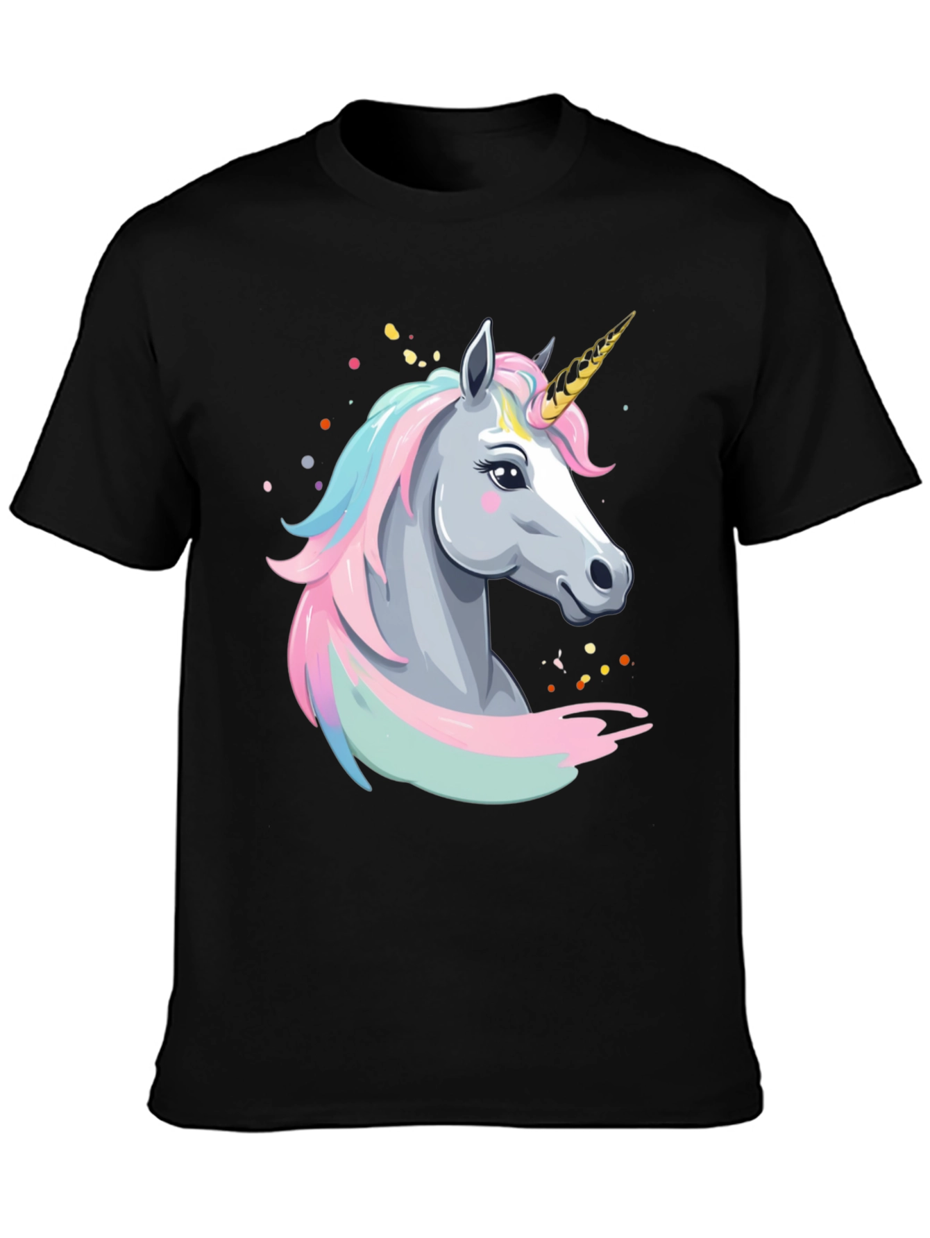 Black Unicorn Graphic T-Shirt - Black Cotton Tee view 3