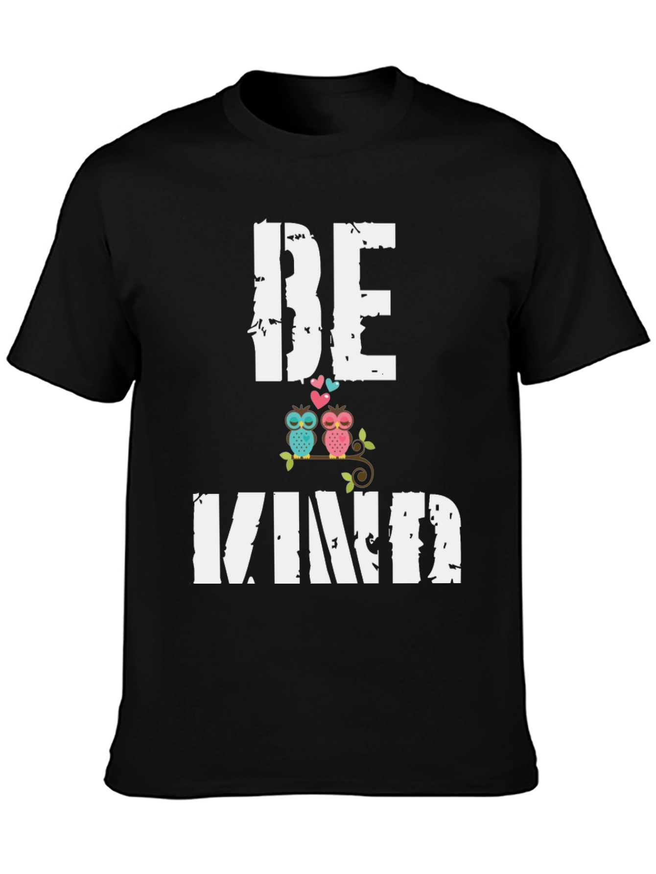 Black Be Kind Owls Graphic Tee - Unisex Soft Cotton Shirt view 3