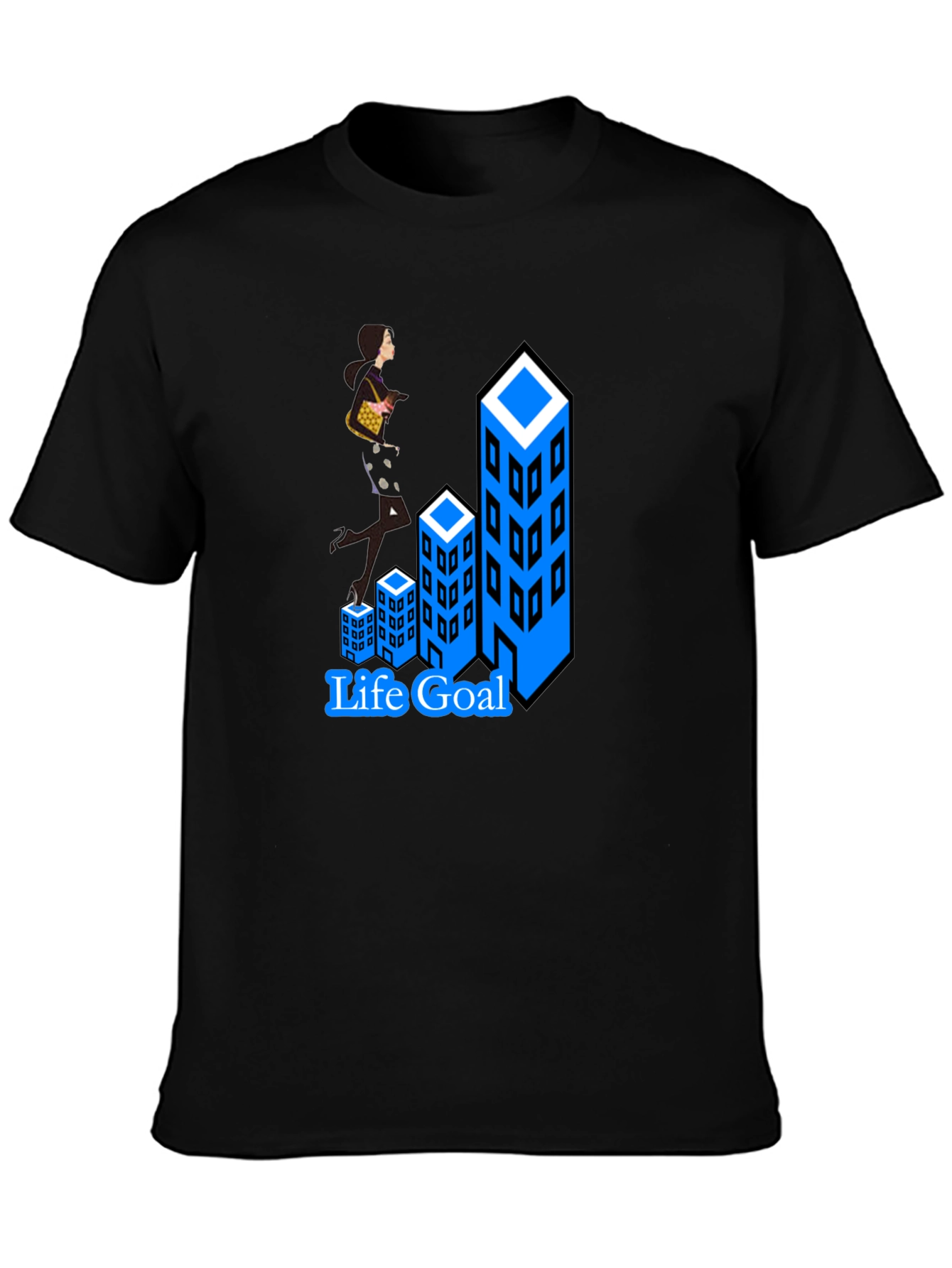 Black Life Goal T-Shirt: Career Woman Climbing Buildings view 3