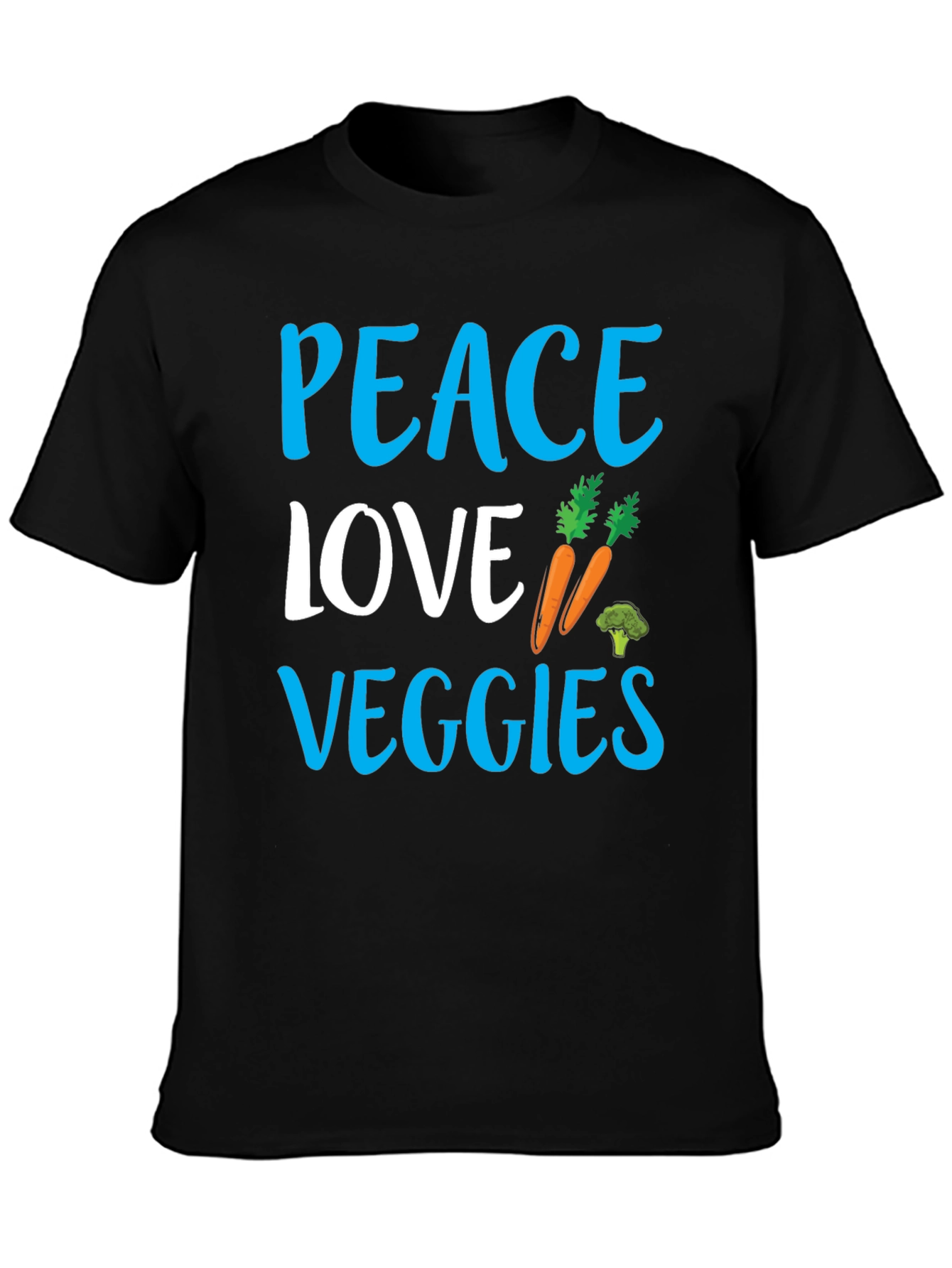 Black Peace Love Veggies Black Graphic Tee view 3