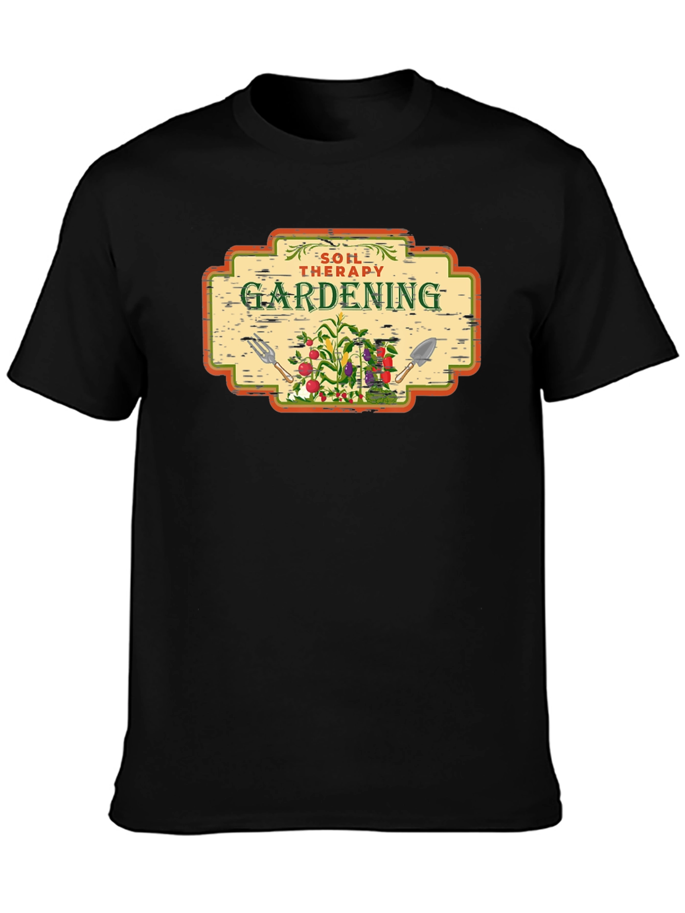Black Gardening Soil Therapy T-Shirt view 3