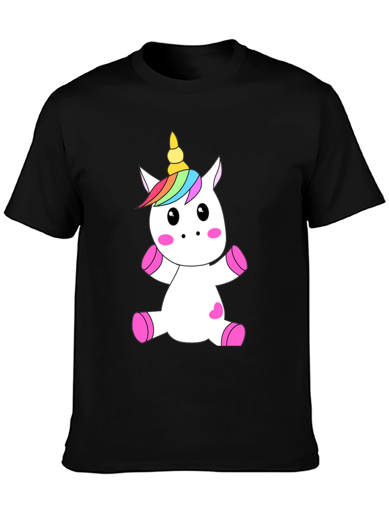 Black Unicorn Graphic Black T-Shirt - Cute Cartoon Design view 3