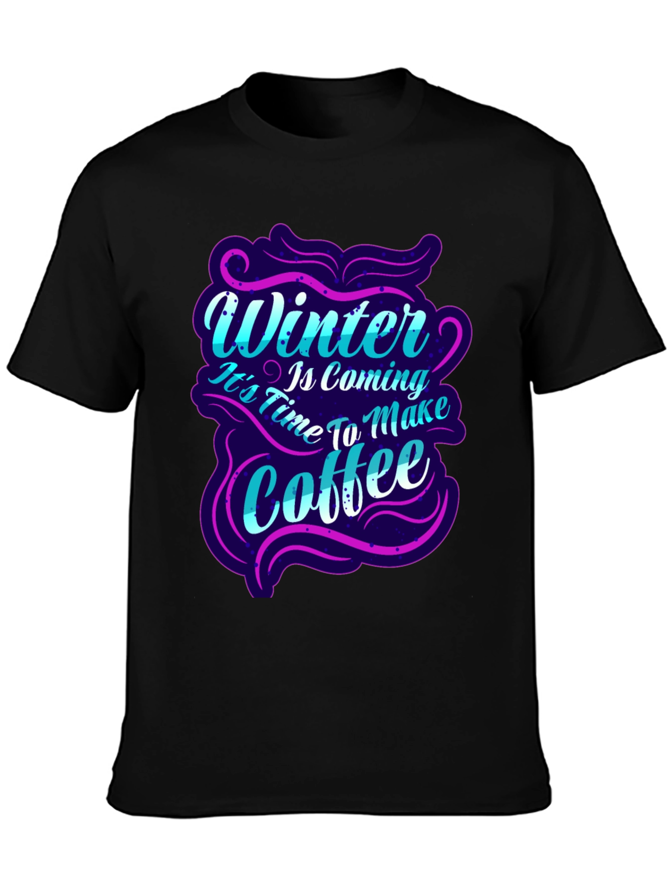 Black Winter Coffee T-Shirt - Festive Holiday Wear view 3