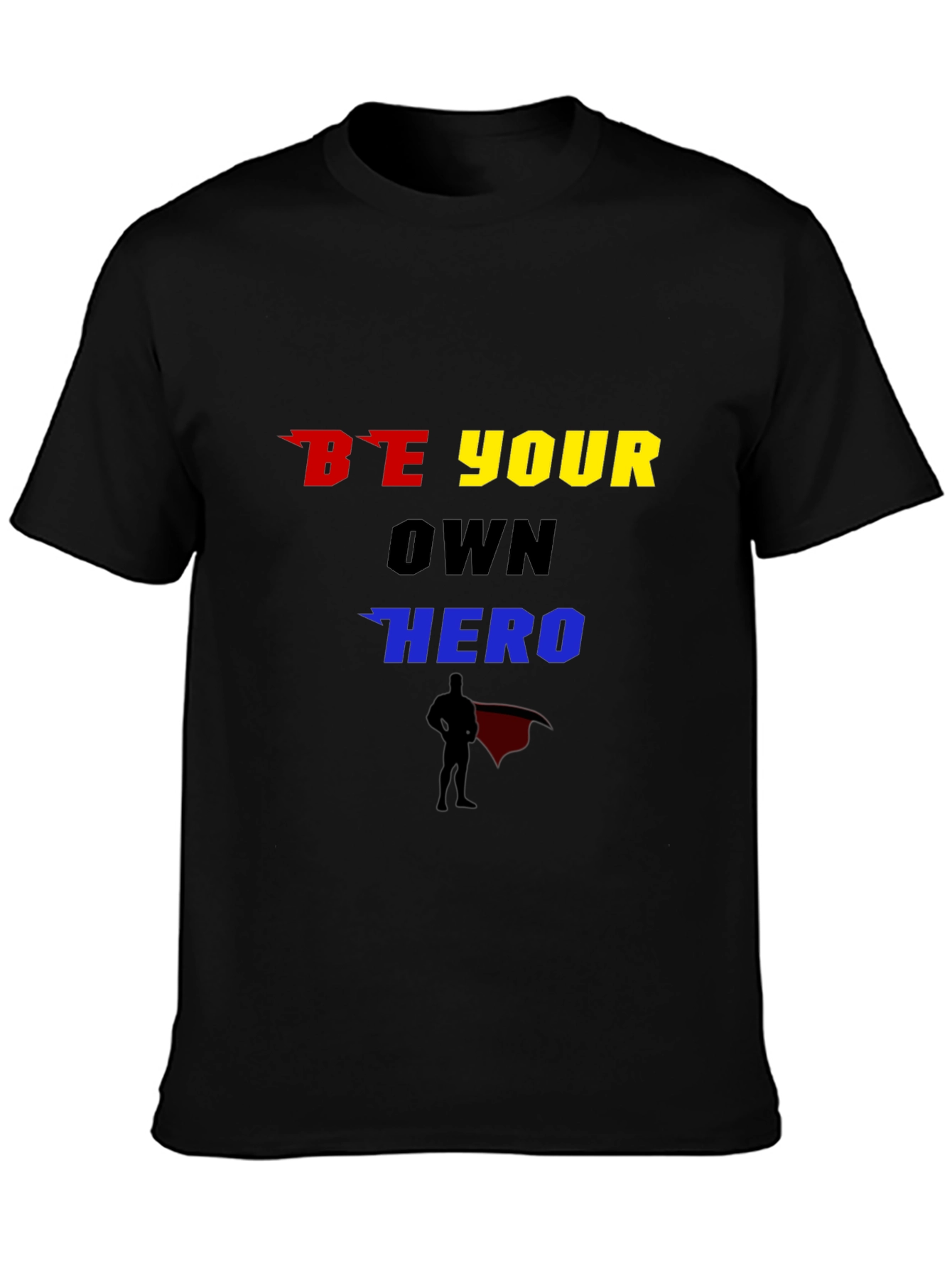 Black Be Your Own Hero Graphic T-Shirt view 3