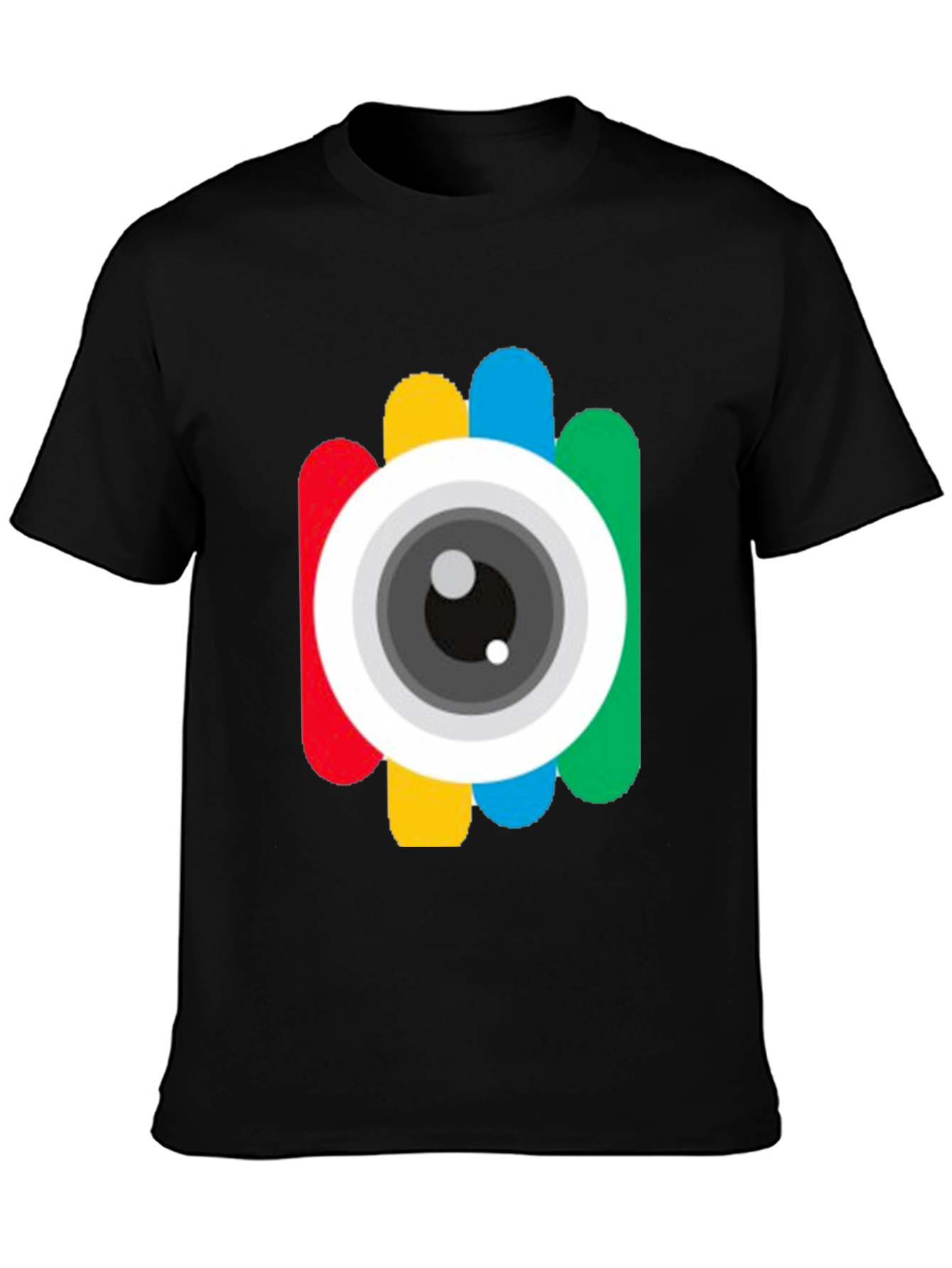 Black Colorful Camera Eye Graphic Black T-Shirt view 3