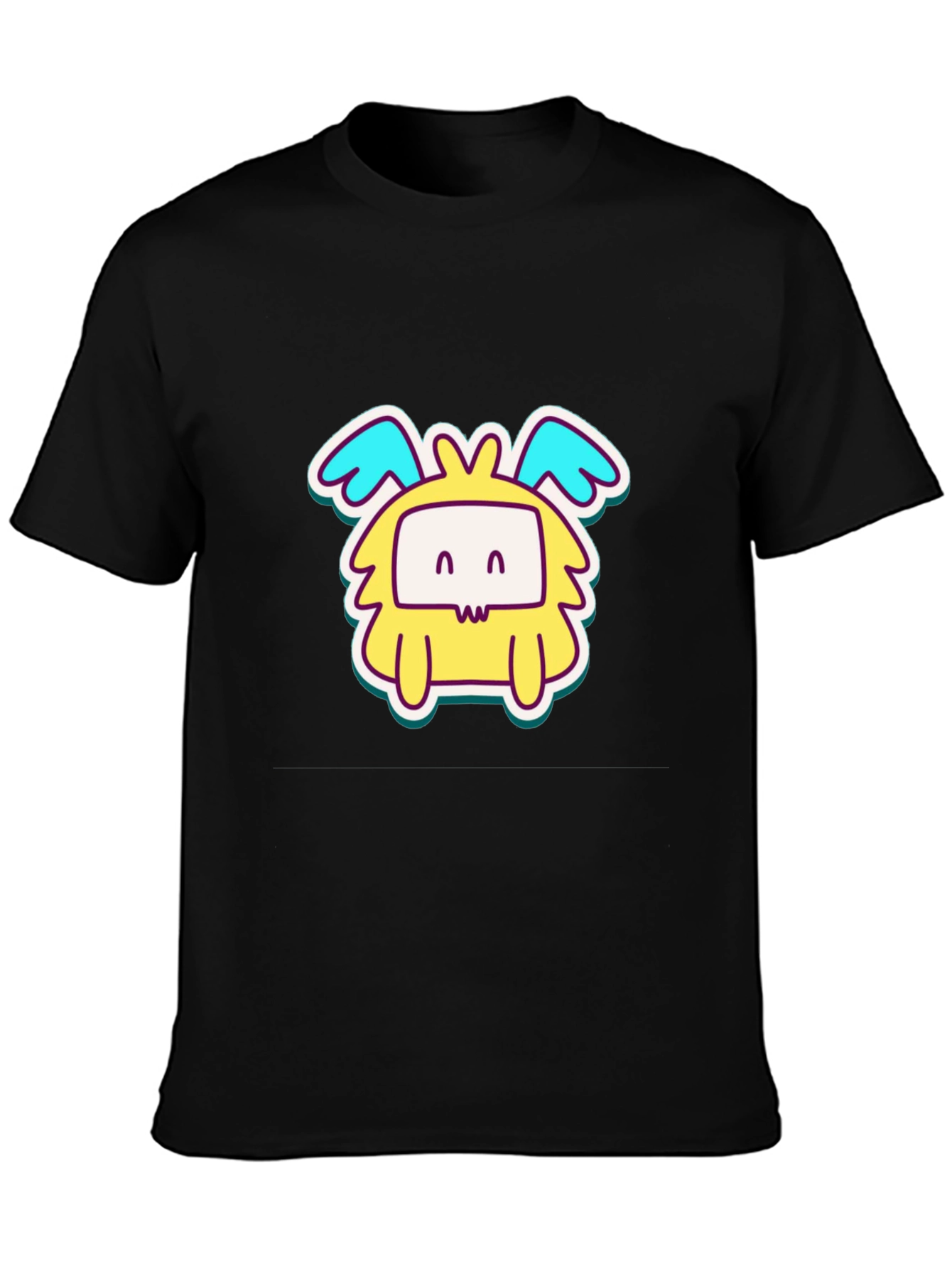 Black Cute Cartoon Monster Graphic T-Shirt view 3