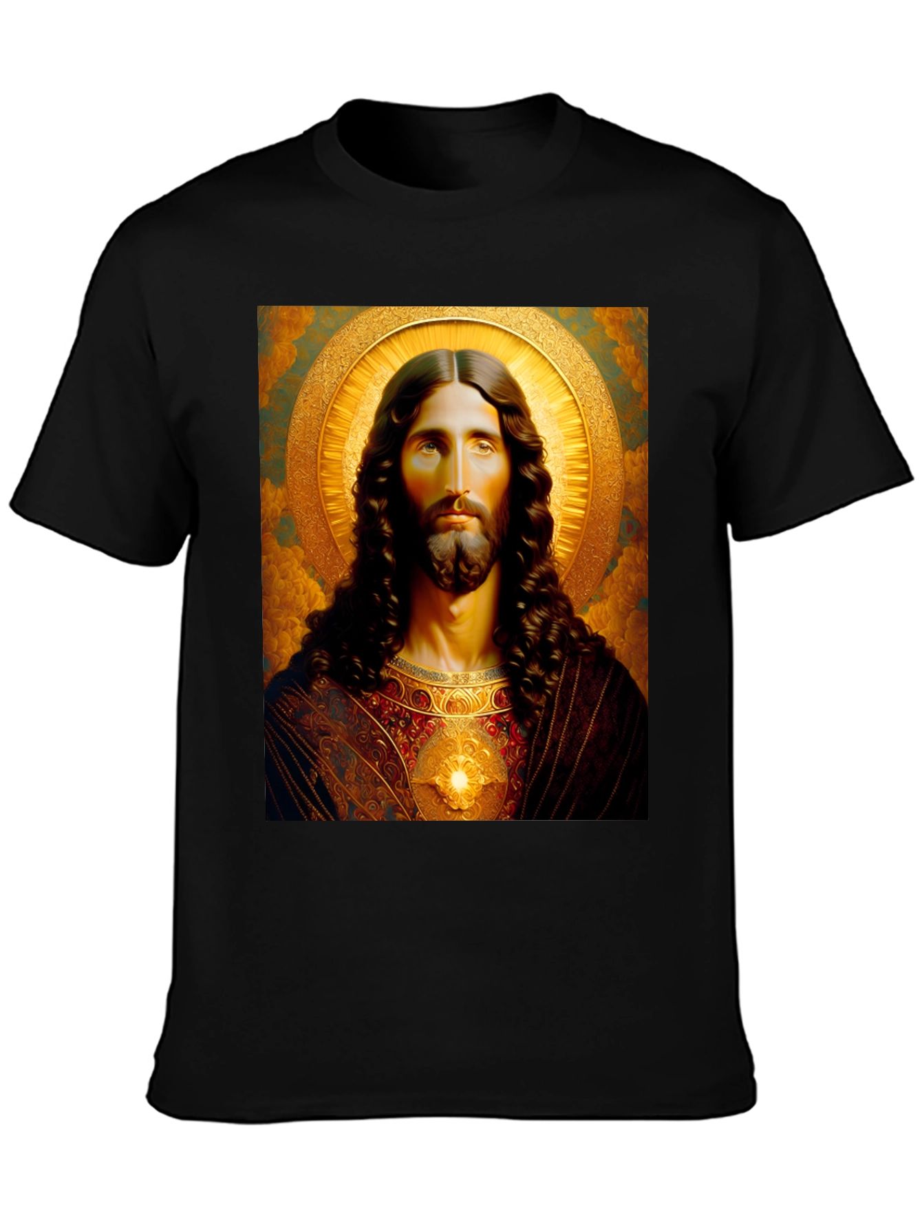 Black Jesus Christ Portrait Graphic T-Shirt - Black view 3