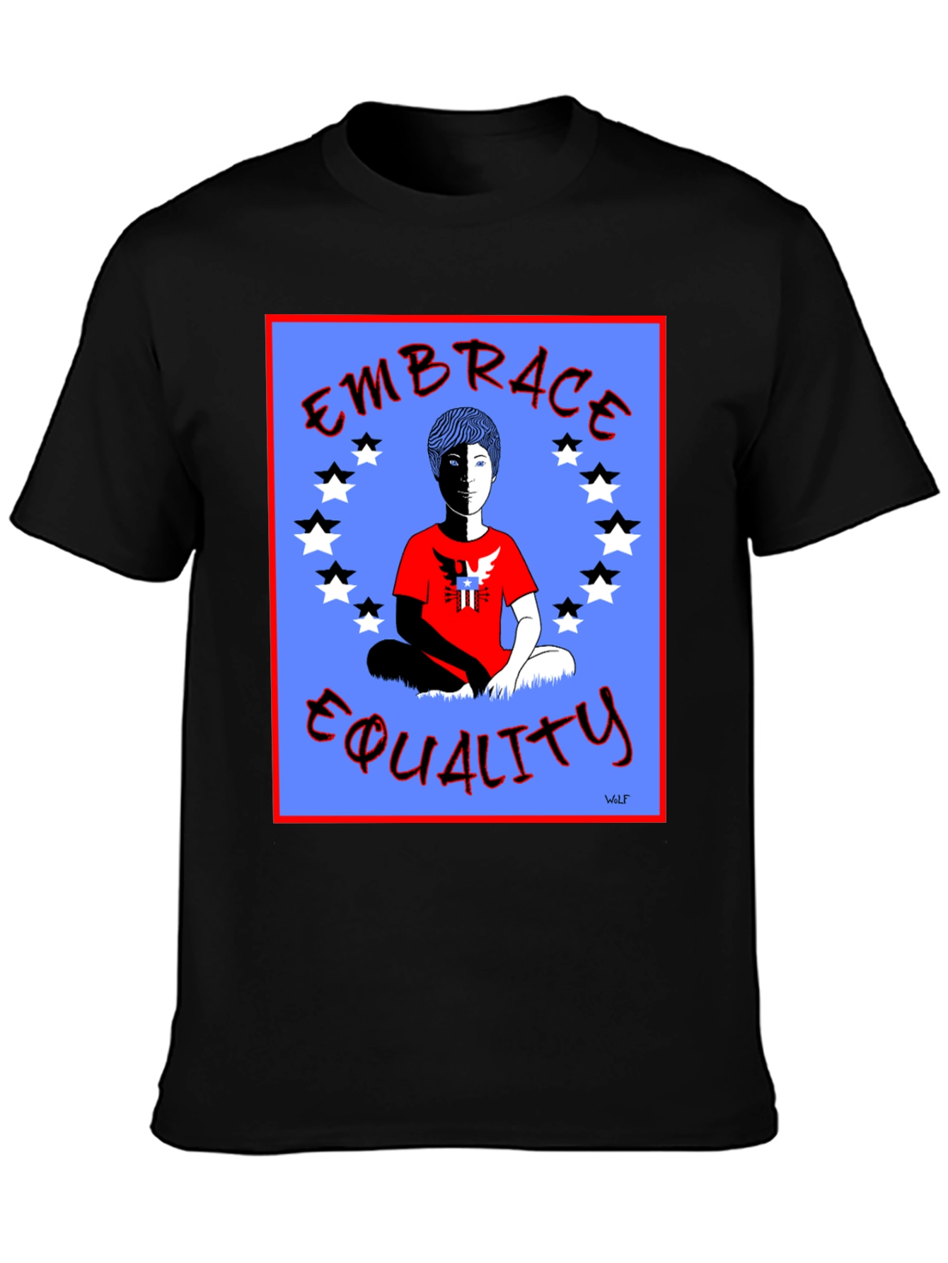Black Embrace Equality Graphic Print Black T-Shirt view 3