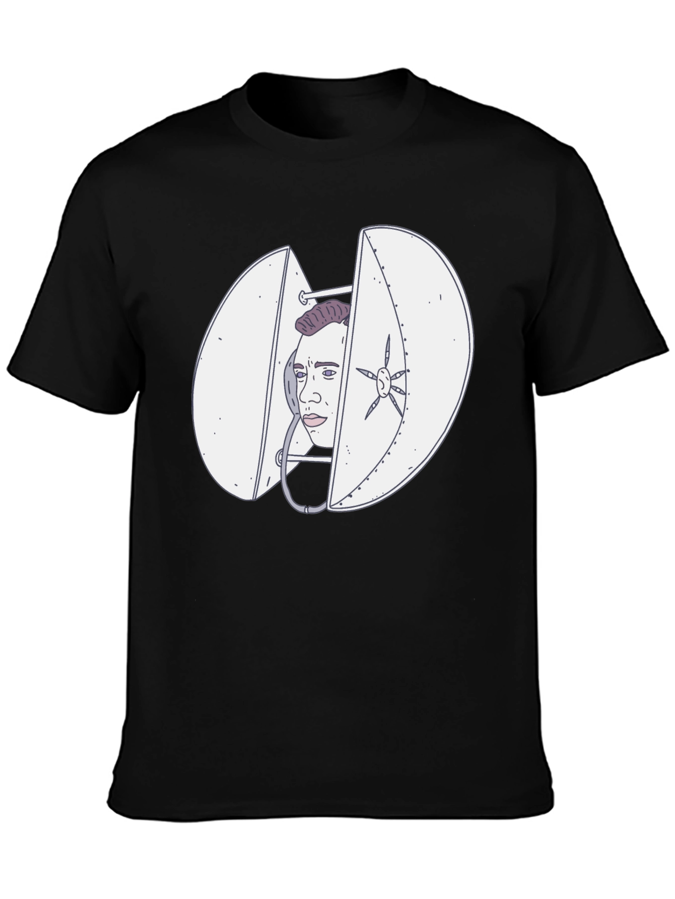 Black Quirky Black T-Shirt with Funny Illustration view 3