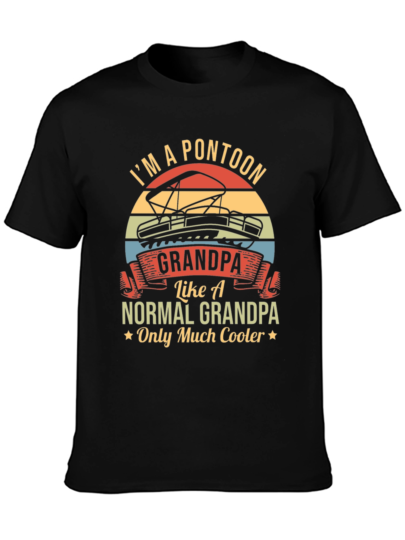 Black I'm A Pontoon Grandpa T-Shirt view 3