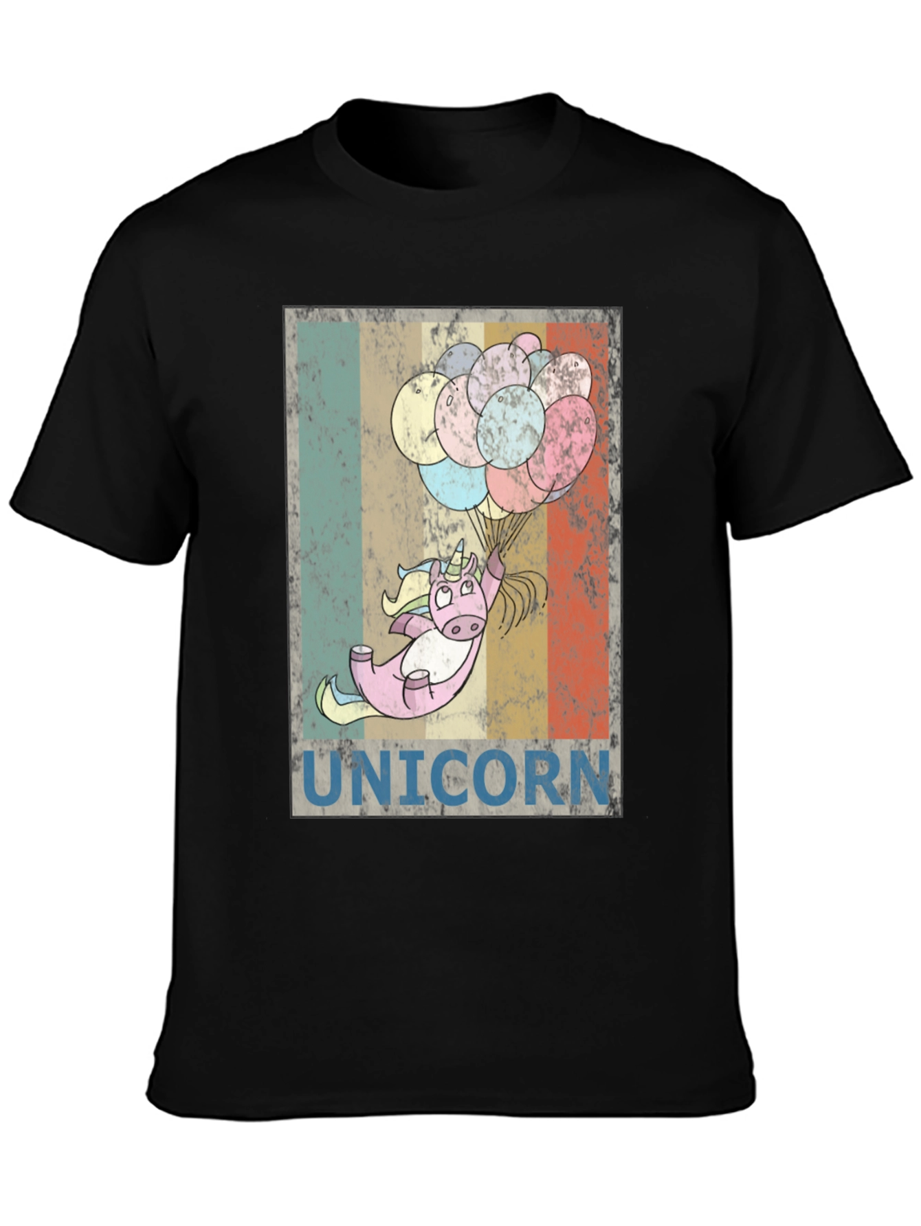 Black Unicorn Balloons Graphic Tee - Black Cotton Blend view 3