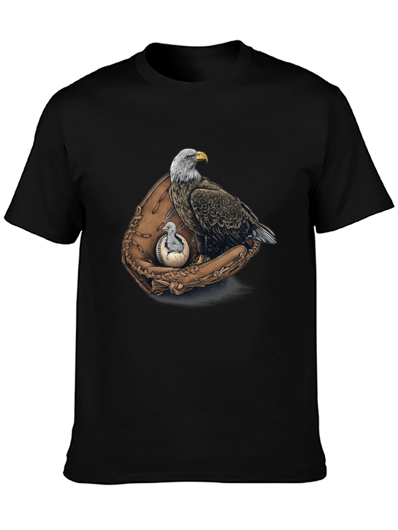 Black Eagle Baseball Glove Graphic Tee view 3