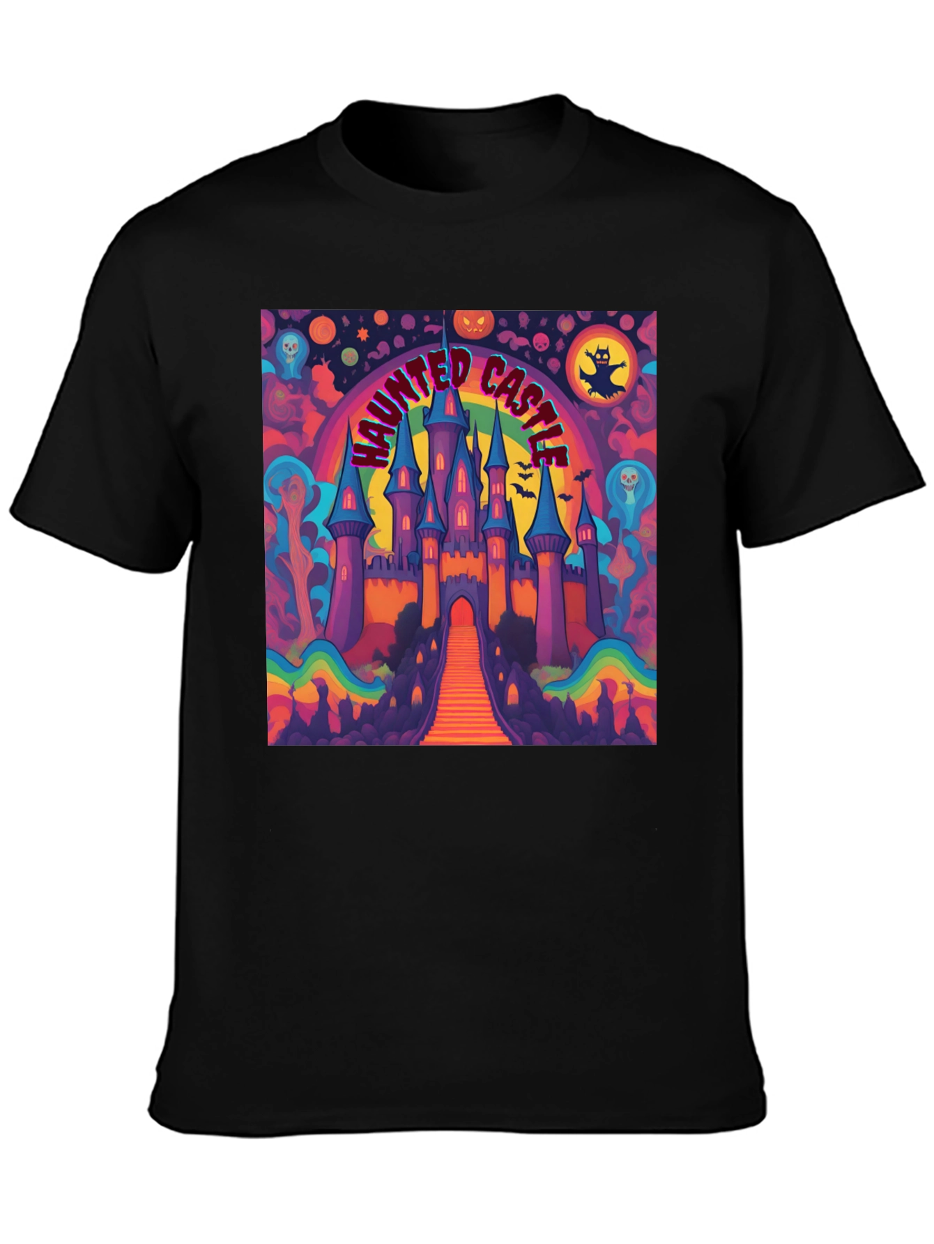 Black Haunted Castle Graphic Tee view 3