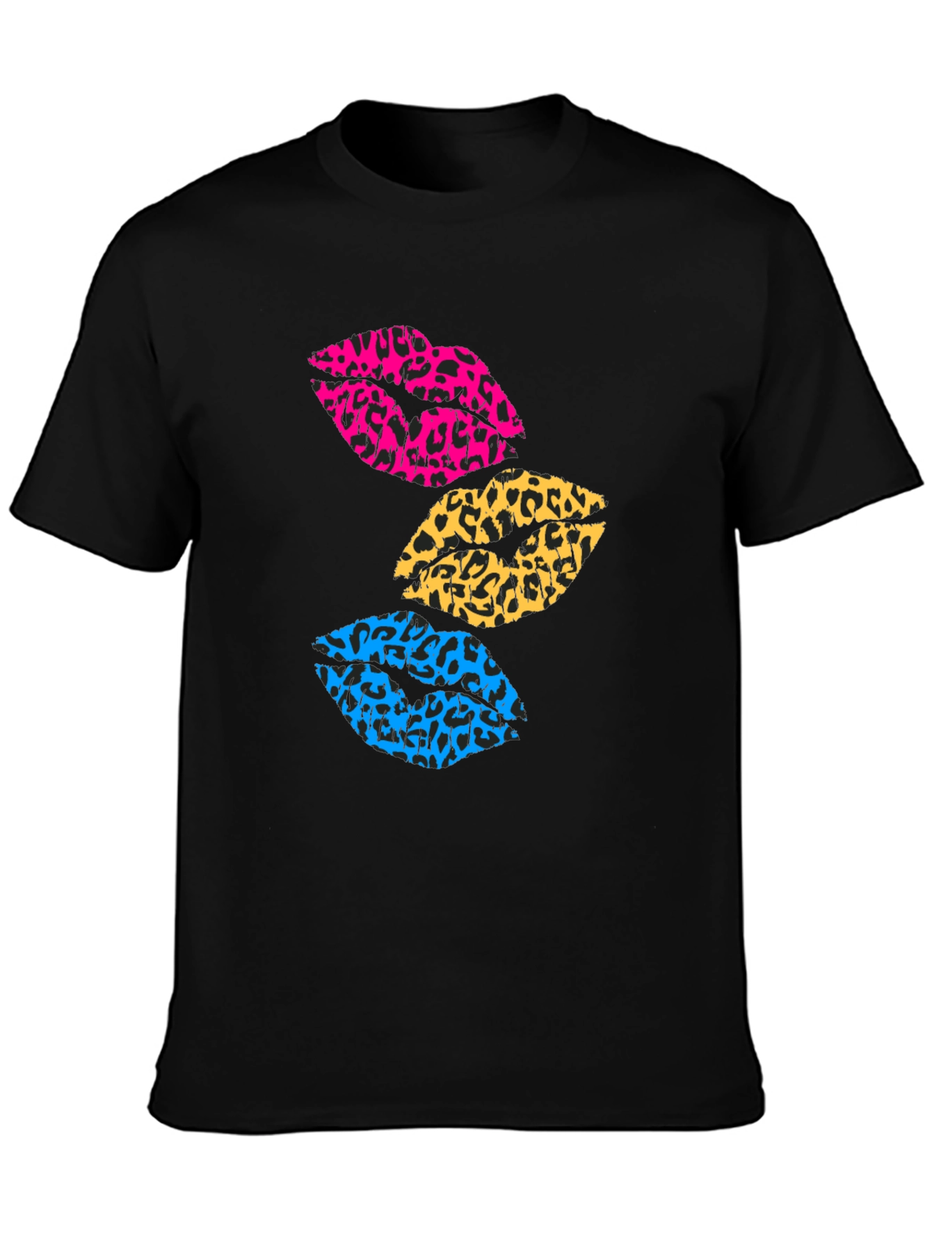 Black Leopard Print Lips Graphic Tee - Trendy Casual Shirt view 3