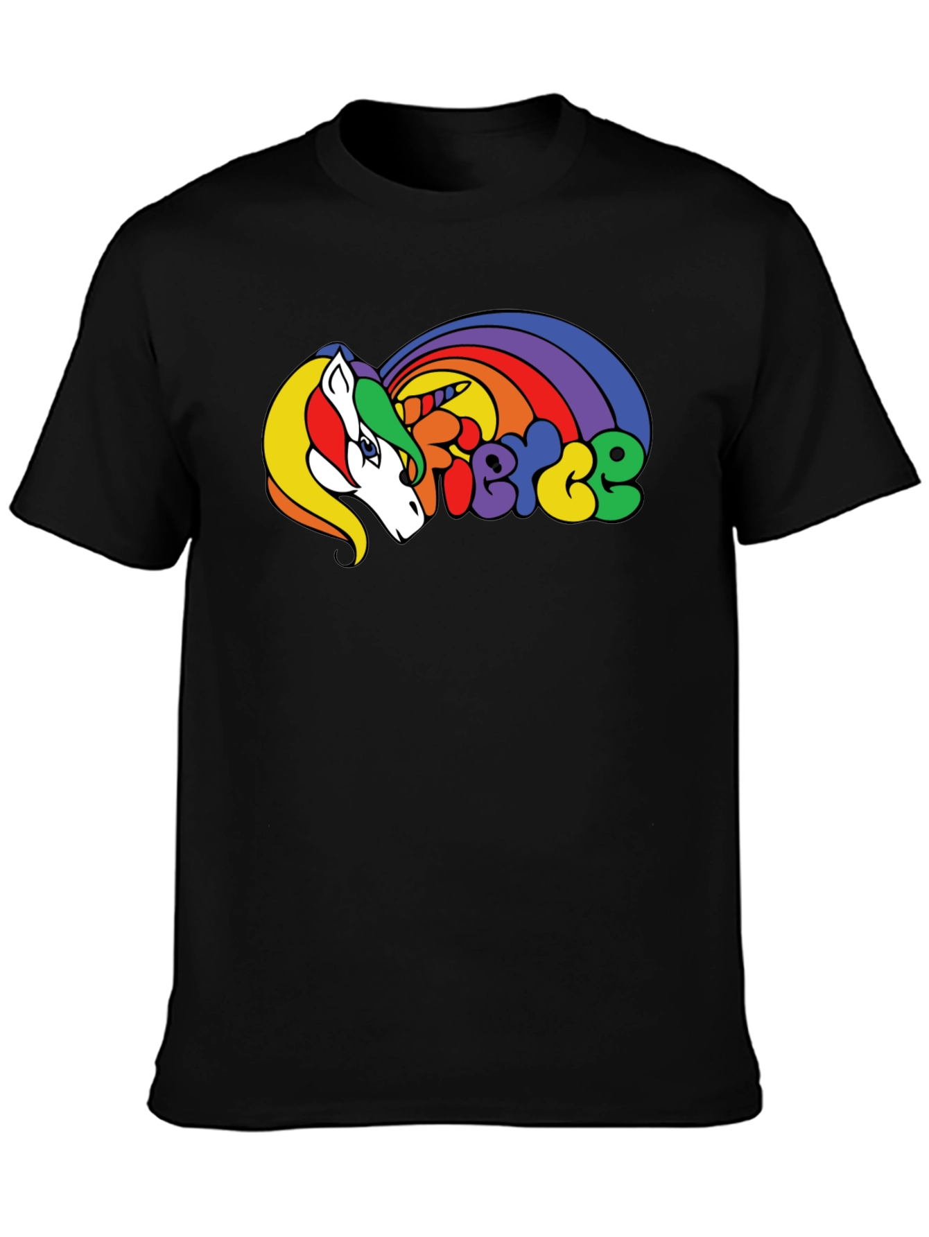 Black Fierce Unicorn Graphic T-Shirt - Black view 3