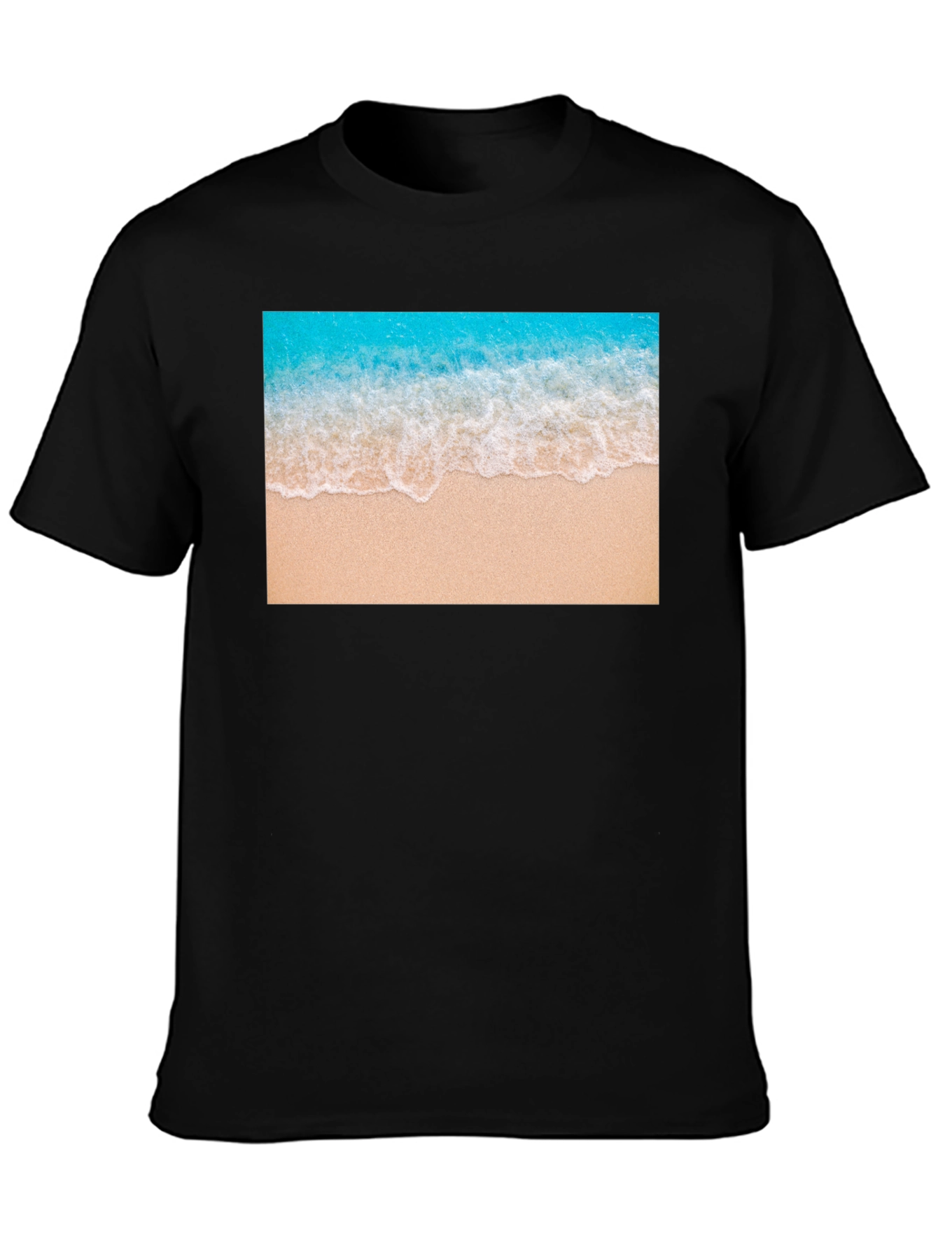 Black Beach Wave Graphic Black T-Shirt view 3