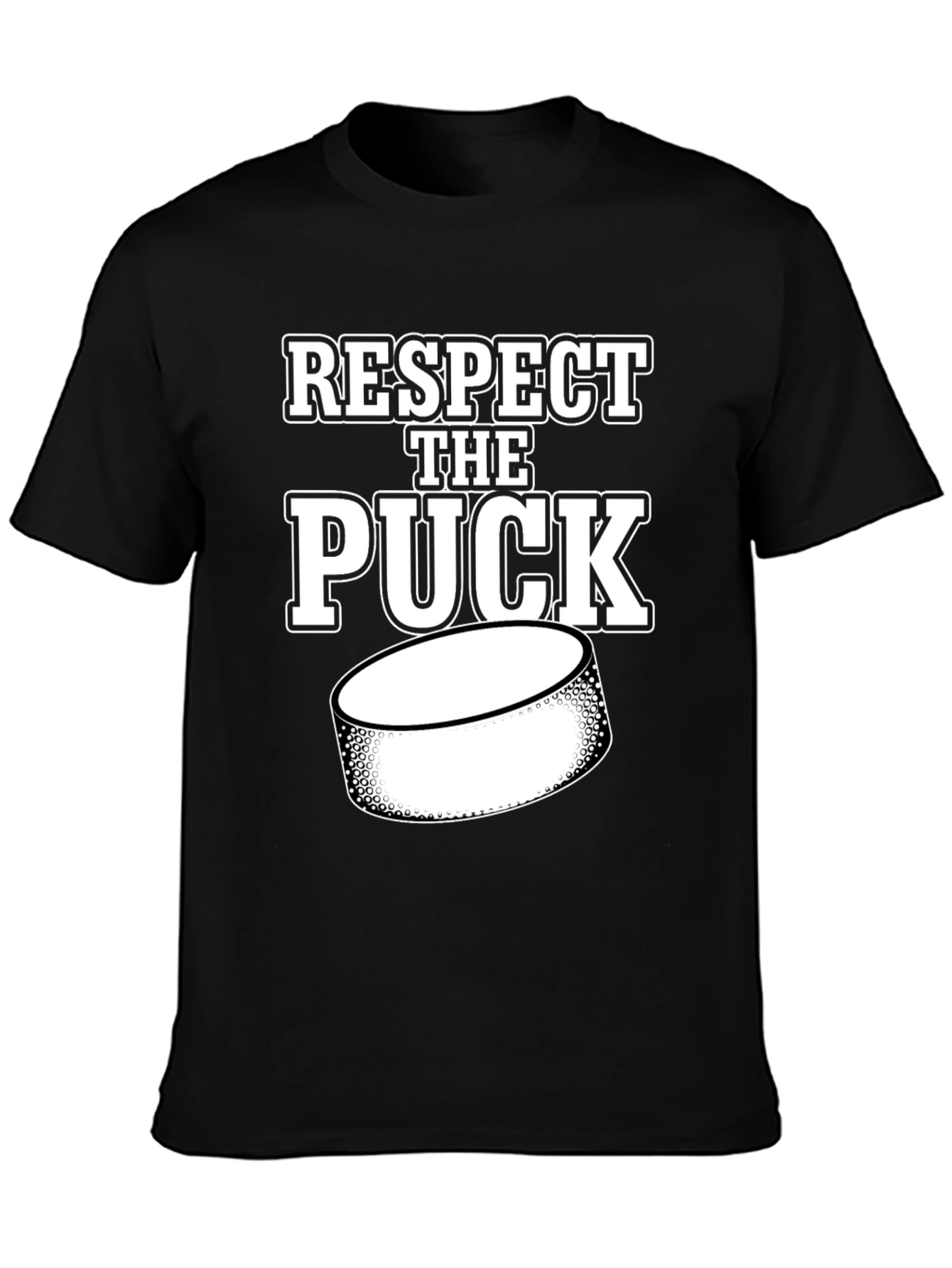 Black Respect the Puck Hockey T-Shirt view 3