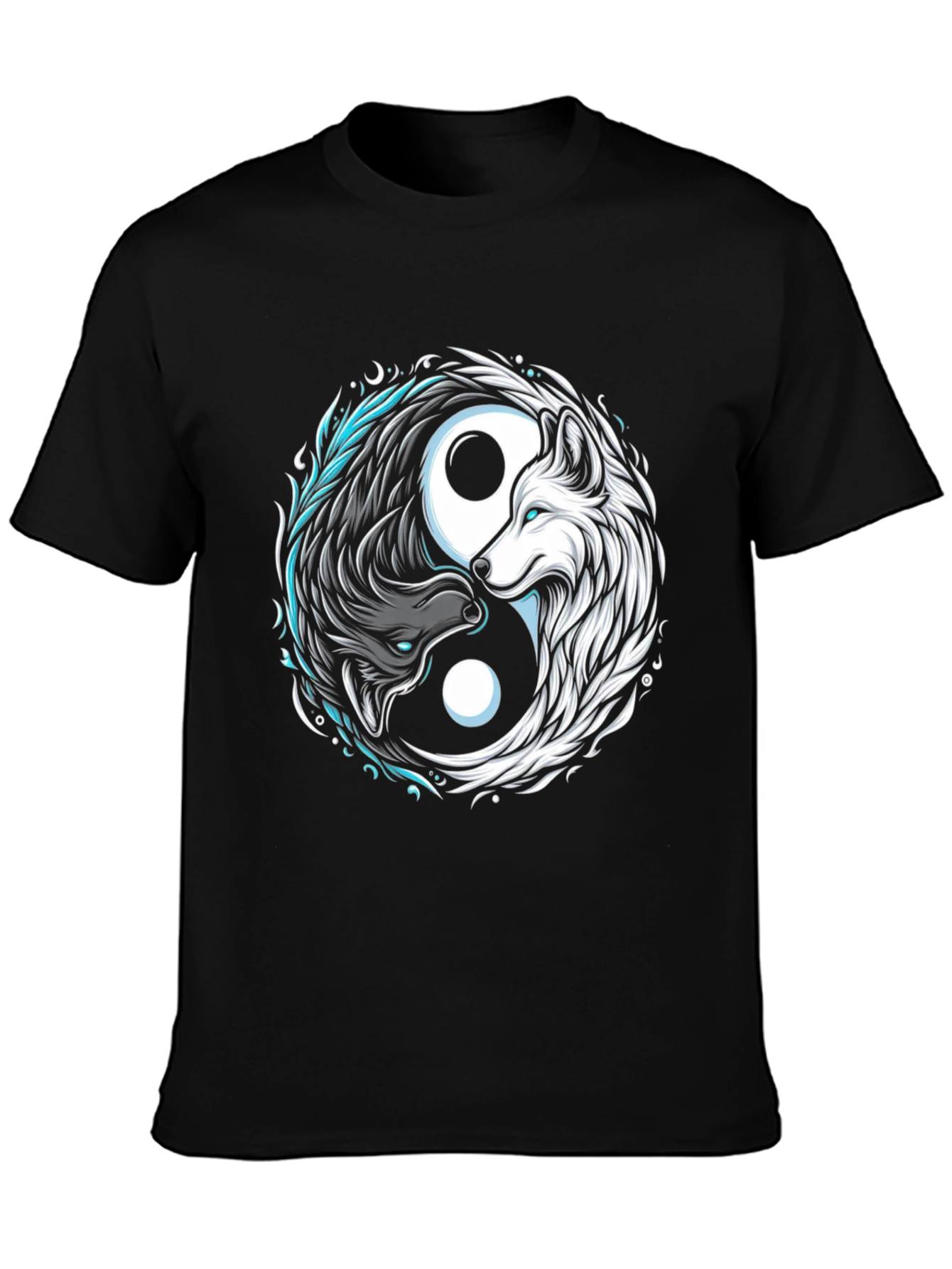 Black Yin Yang Wolf Graphic Tee - Balance & Style view 3