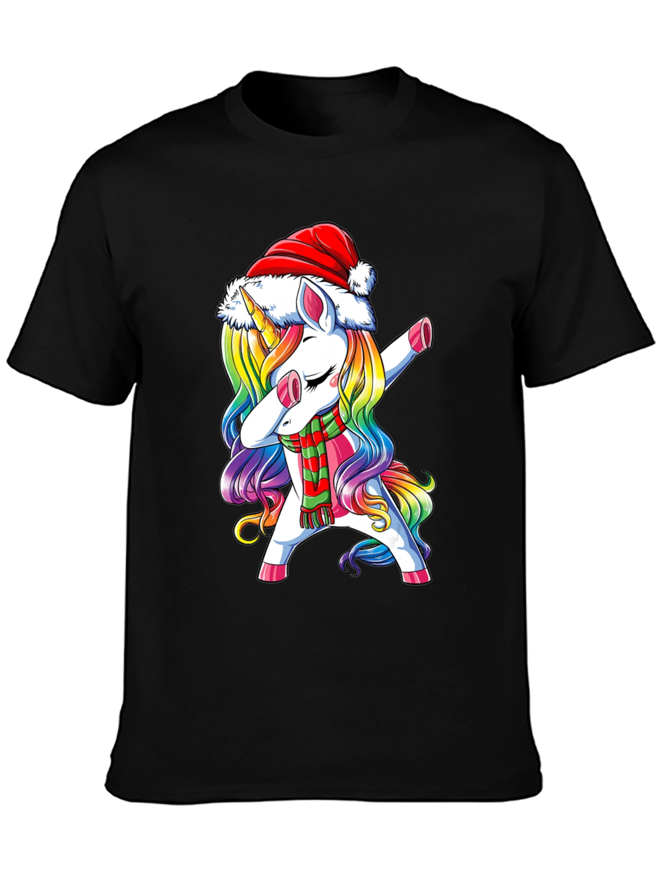 Black Christmas Unicorn Dabbing T-Shirt view 3
