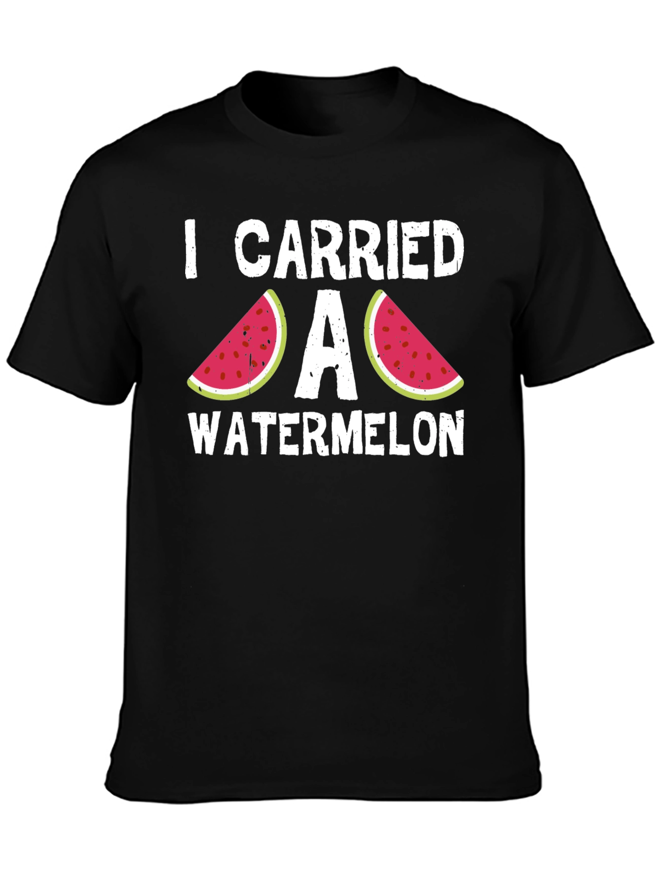 Black I Carried a Watermelon Funny Graphic Tee view 3