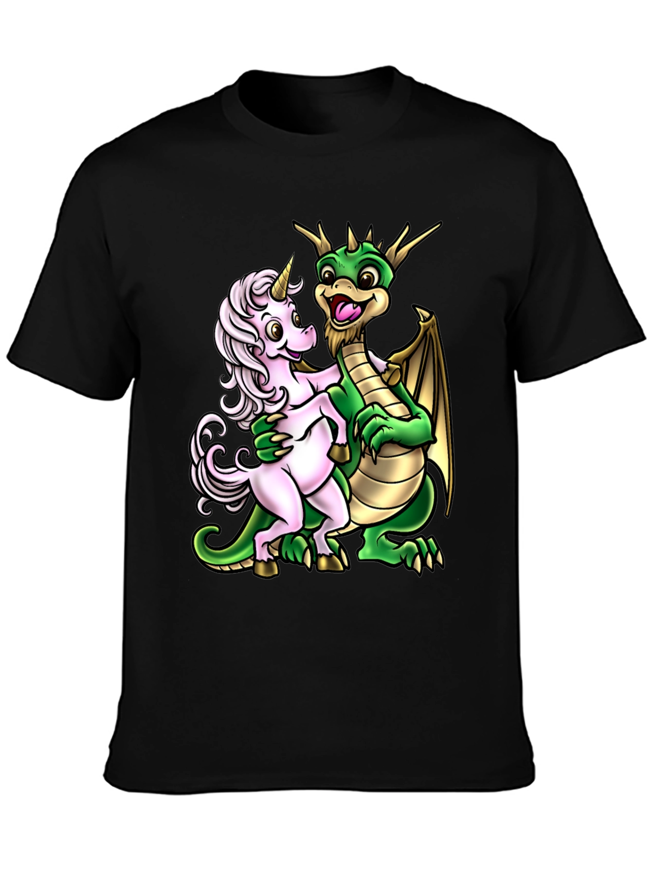 Black Dragon and Unicorn Graphic Tee view 3