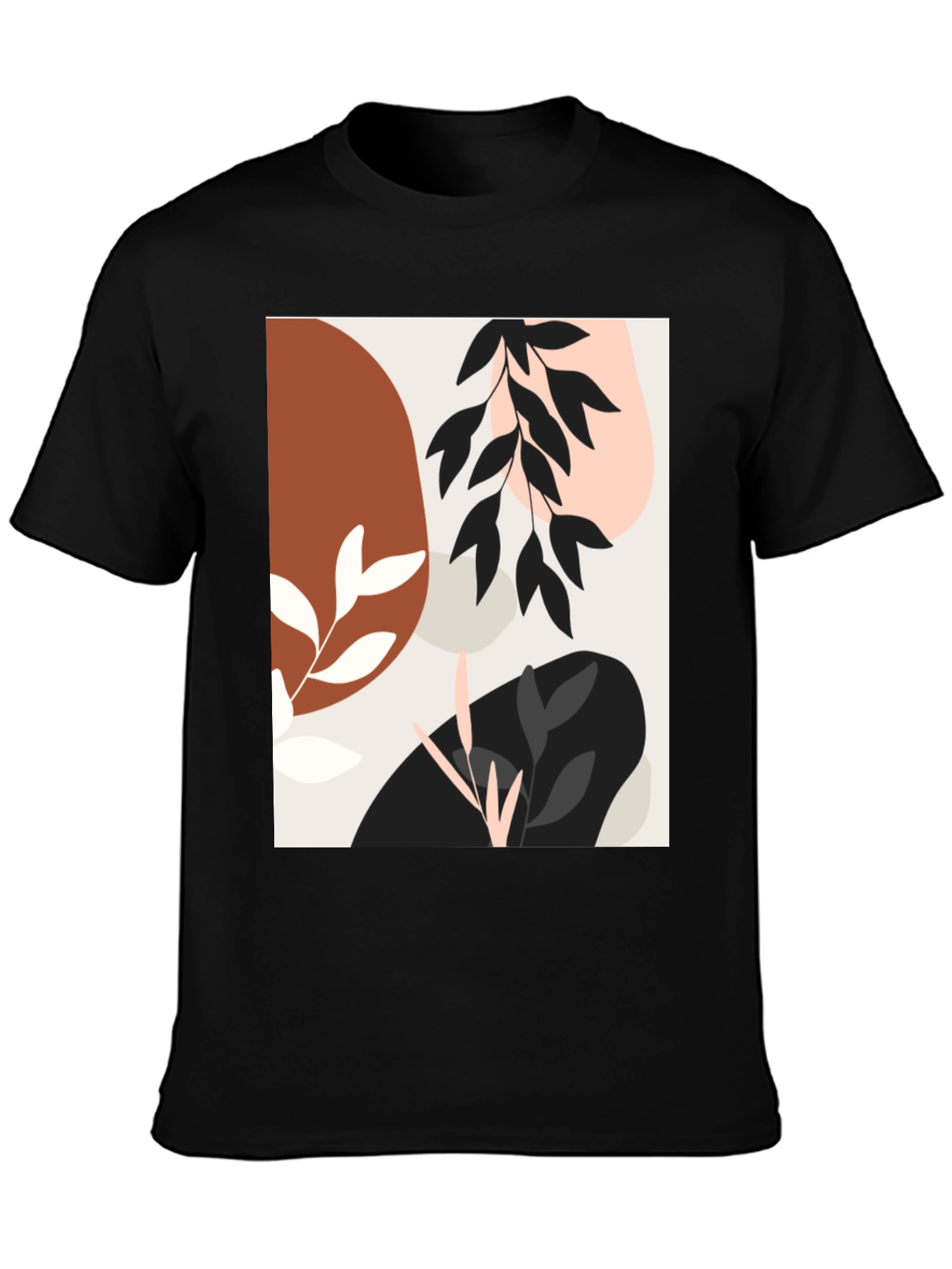 Black Modern Abstract Graphic Print Black T-Shirt view 3