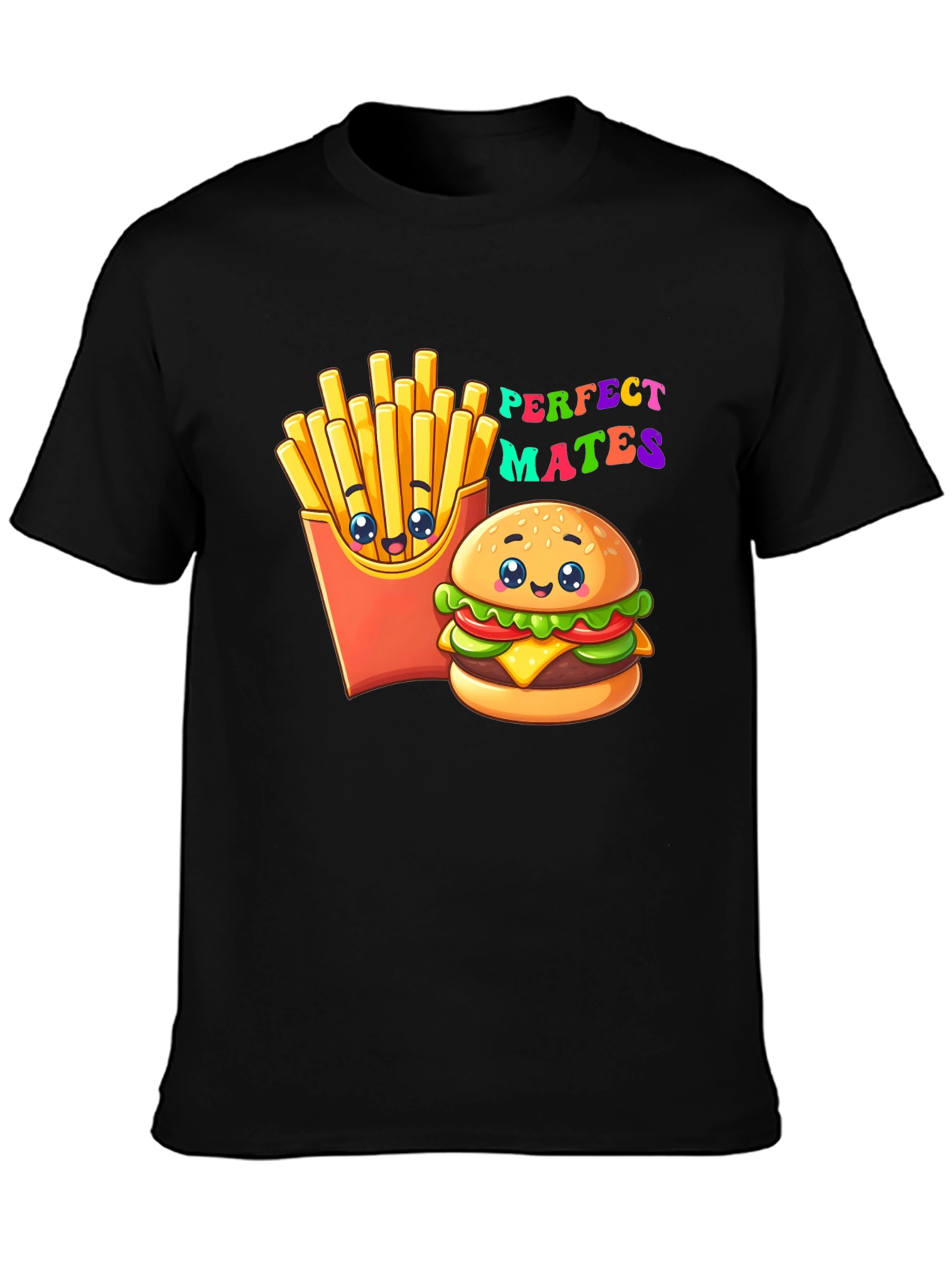 Black Perfect Mates Burger & Fries Graphic Tee view 3