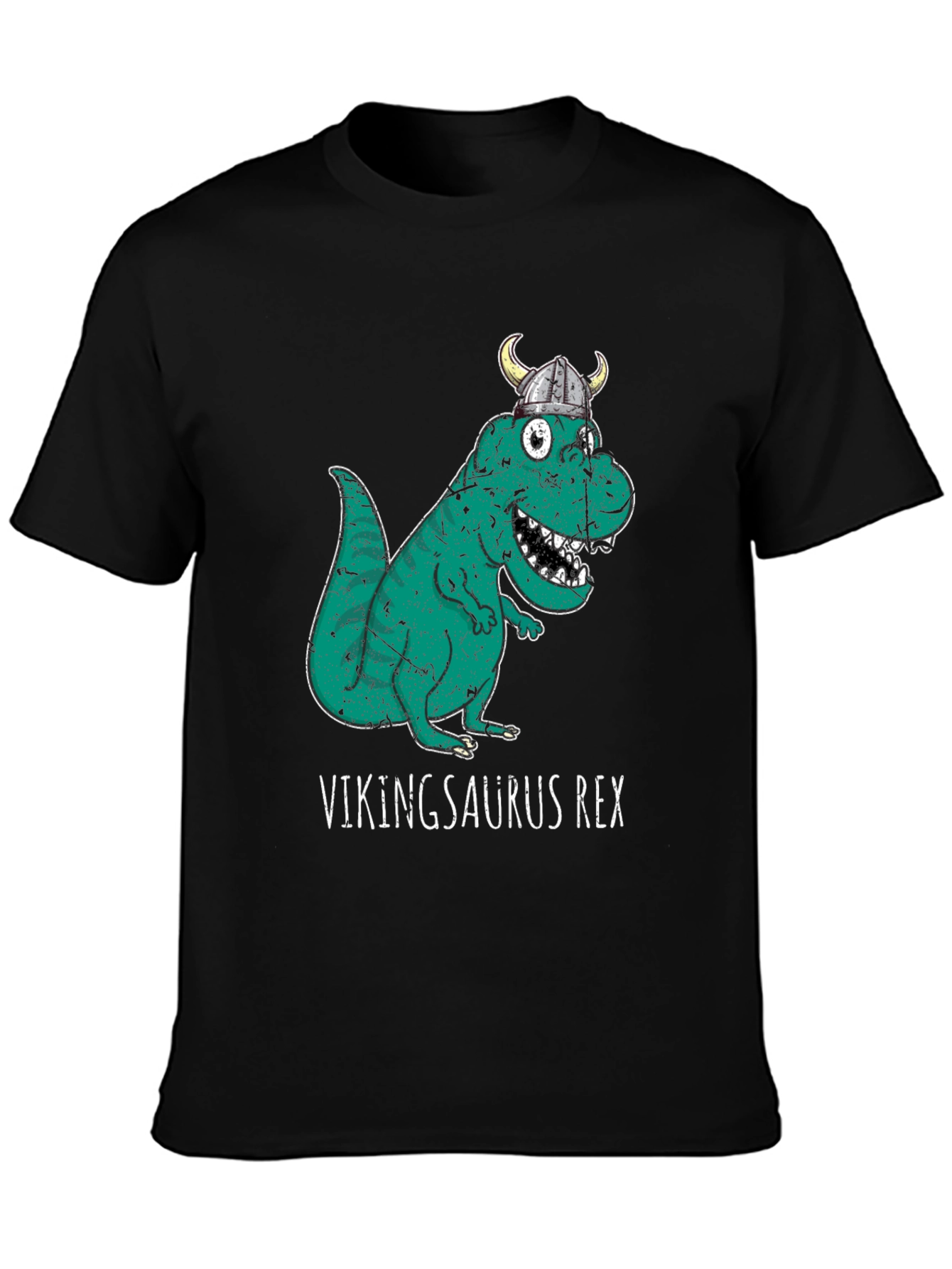 Black Vikingsaurus Rex T-Shirt - Novelty Dinosaur Tee view 3