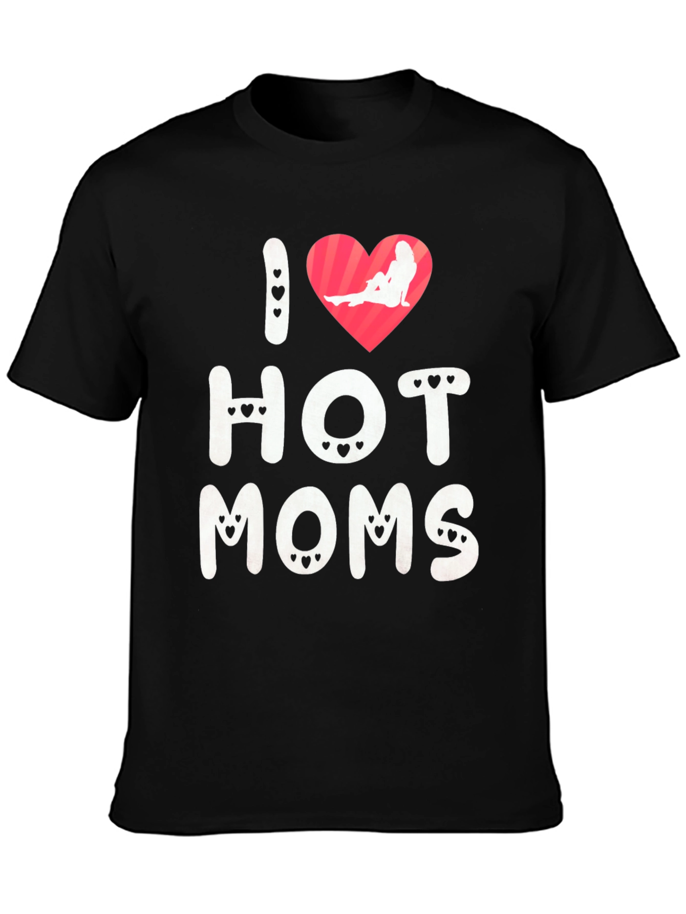 Black I Heart Hot Moms Graphic Tee - Novelty T-Shirt view 3