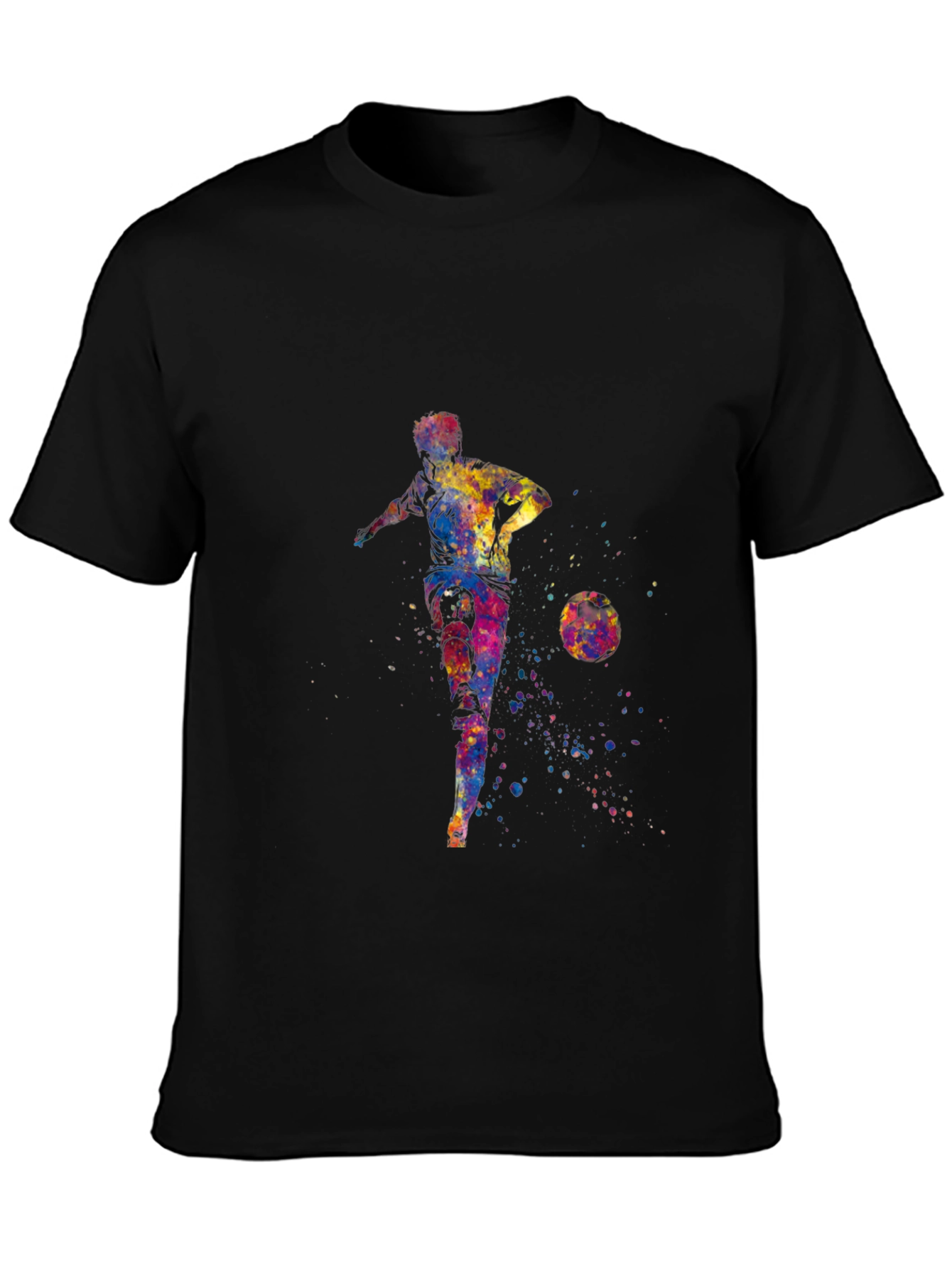 Black Colorful Soccer Player T-Shirt view 3