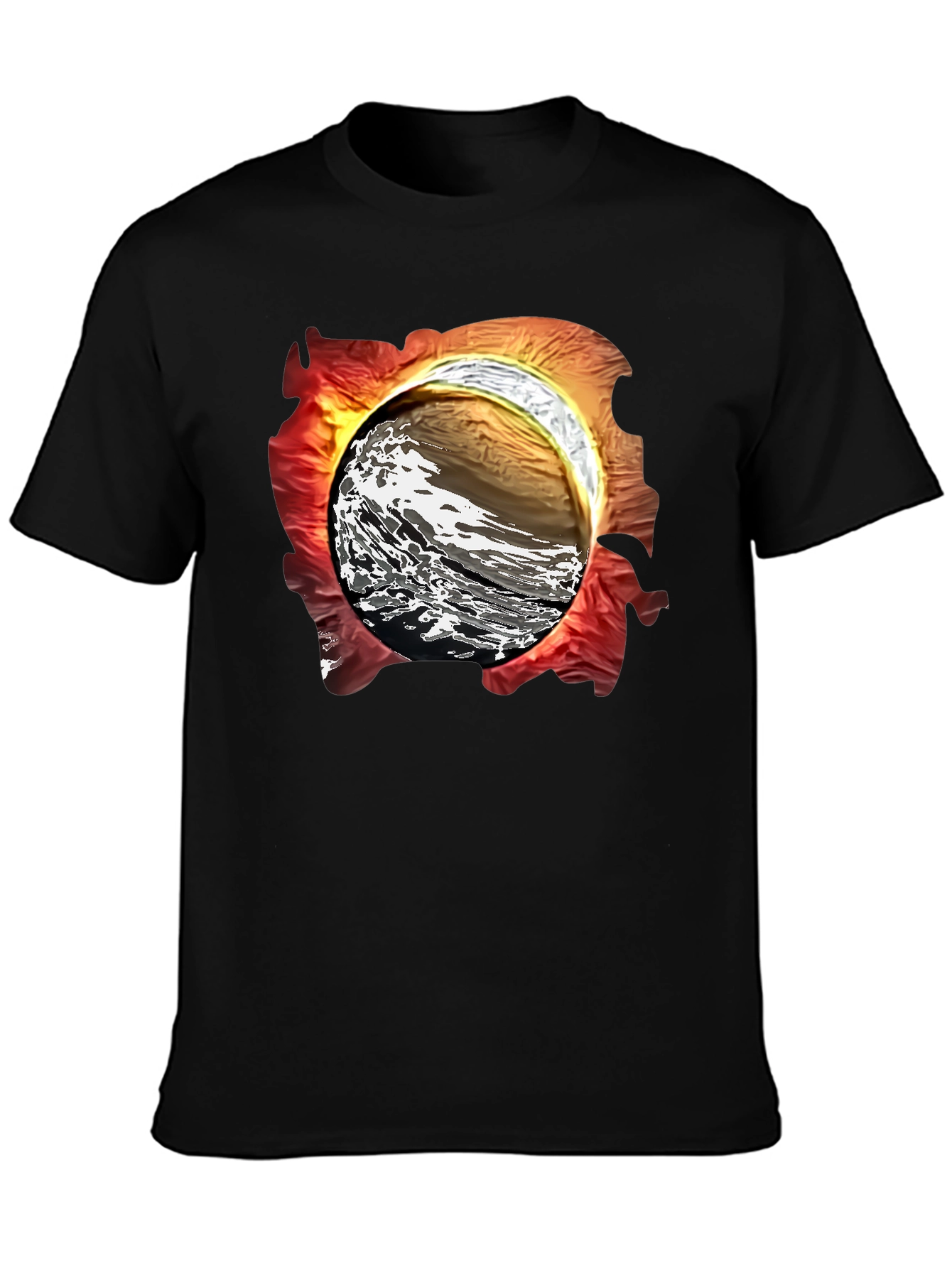 Black Abstract Wave Graphic T-Shirt view 3