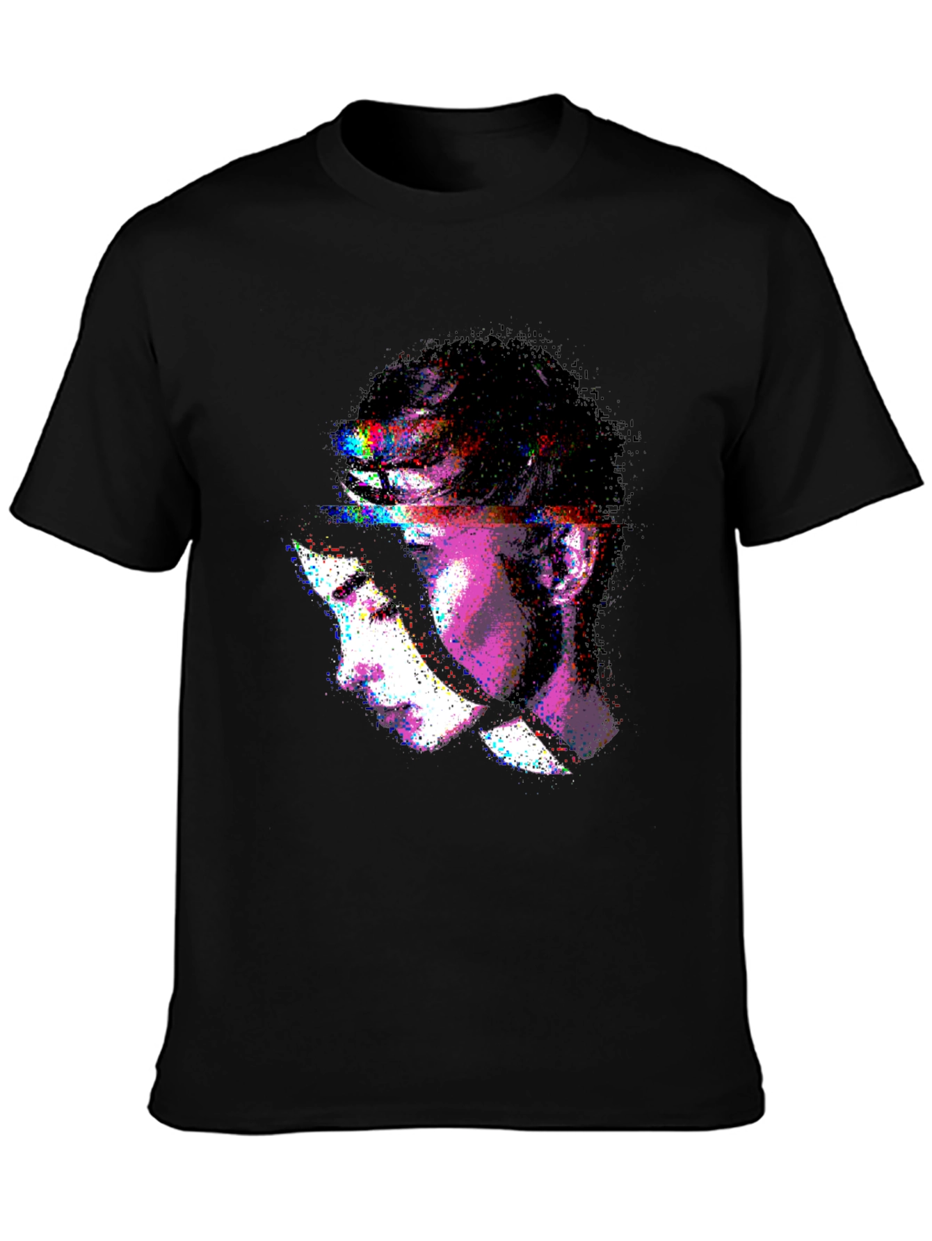 Black Abstract Face Graphic Black T-Shirt view 3