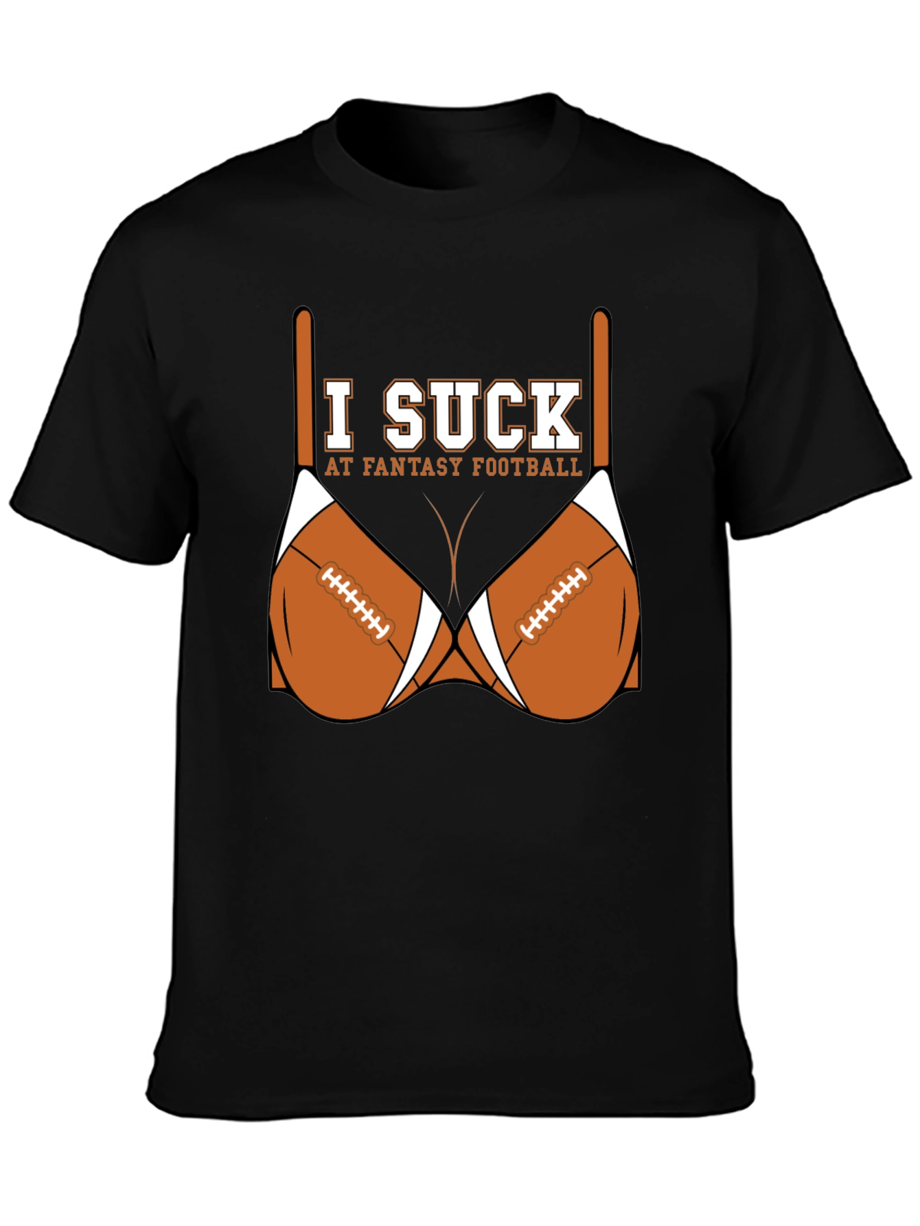 Black I Suck at Fantasy Football T-Shirt view 3