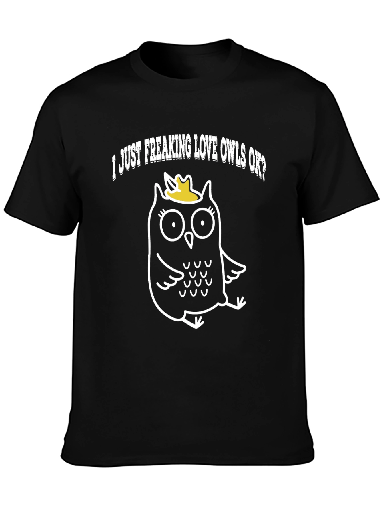 Black I Love Owls T-Shirt - Black Cotton Tee view 3