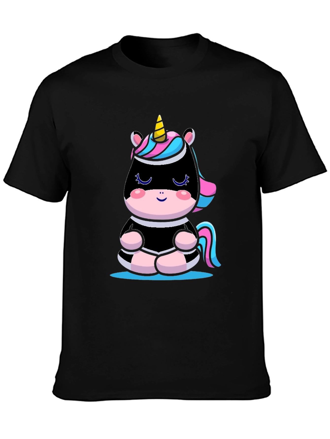 Black Meditating Unicorn T-Shirt - Black view 3