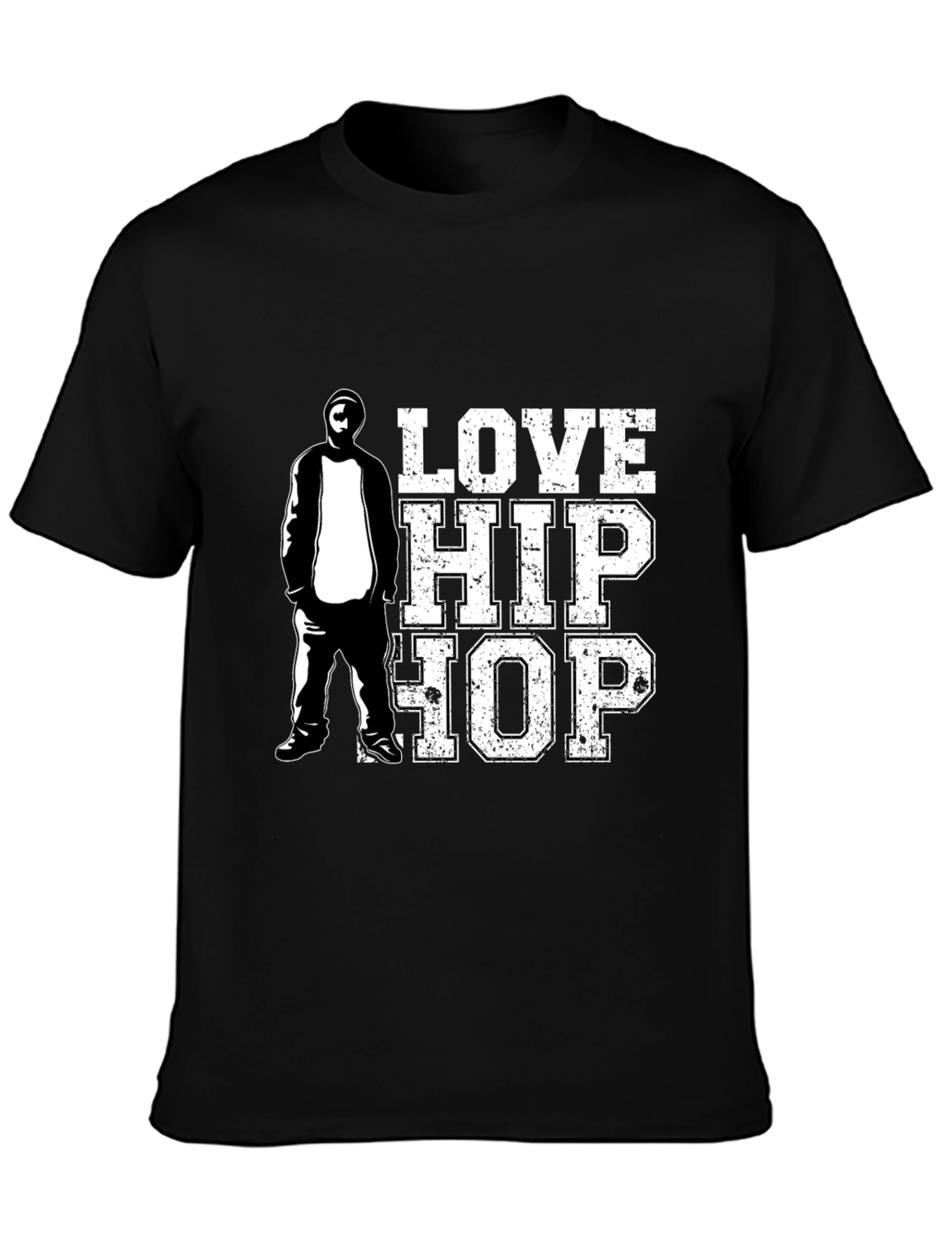Black Love Hip Hop Graphic T-Shirt, Black view 3