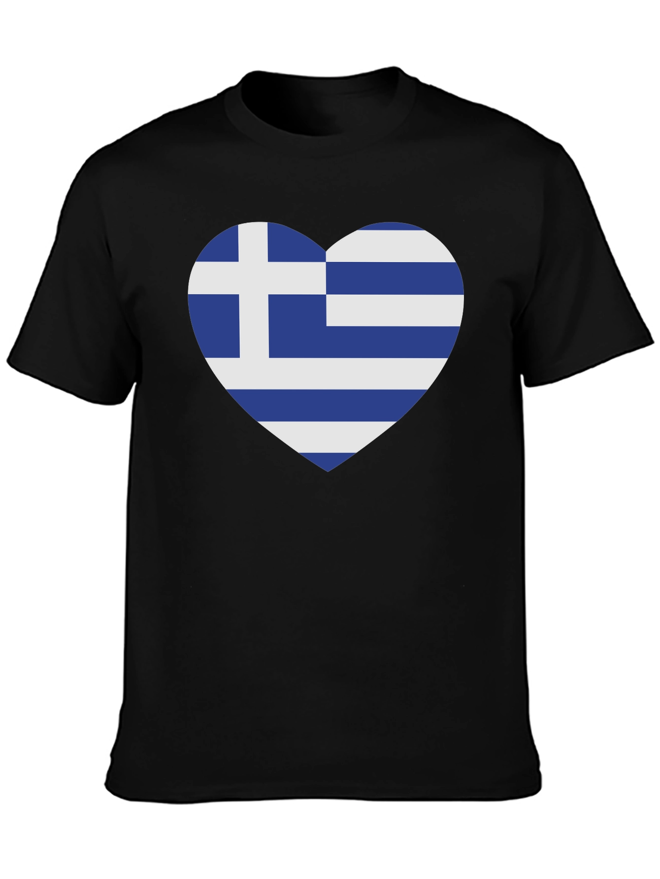 Black Greek Flag Heart T-Shirt - Show Your Love for Greece view 3