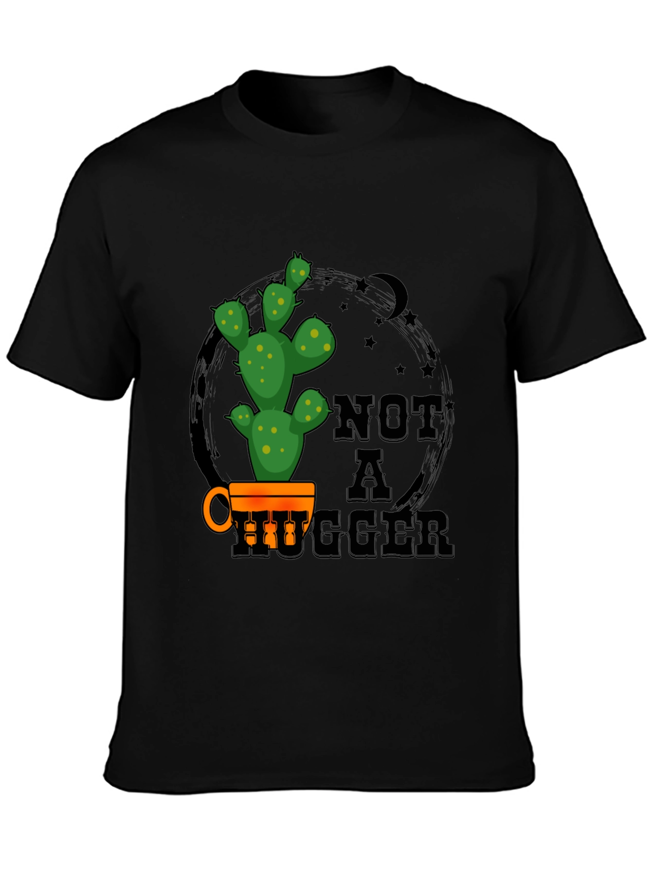 Black Not a Hugger Cactus Graphic Tee view 3